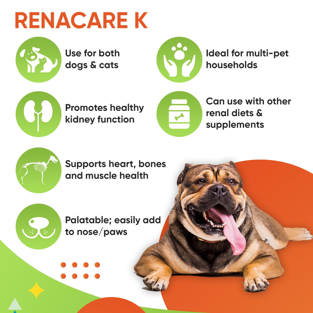 RenaCare K Potassium Gluconate Supplement for Dogs & Cats – Chicken Liver Flavor, 4 oz, Made in USA