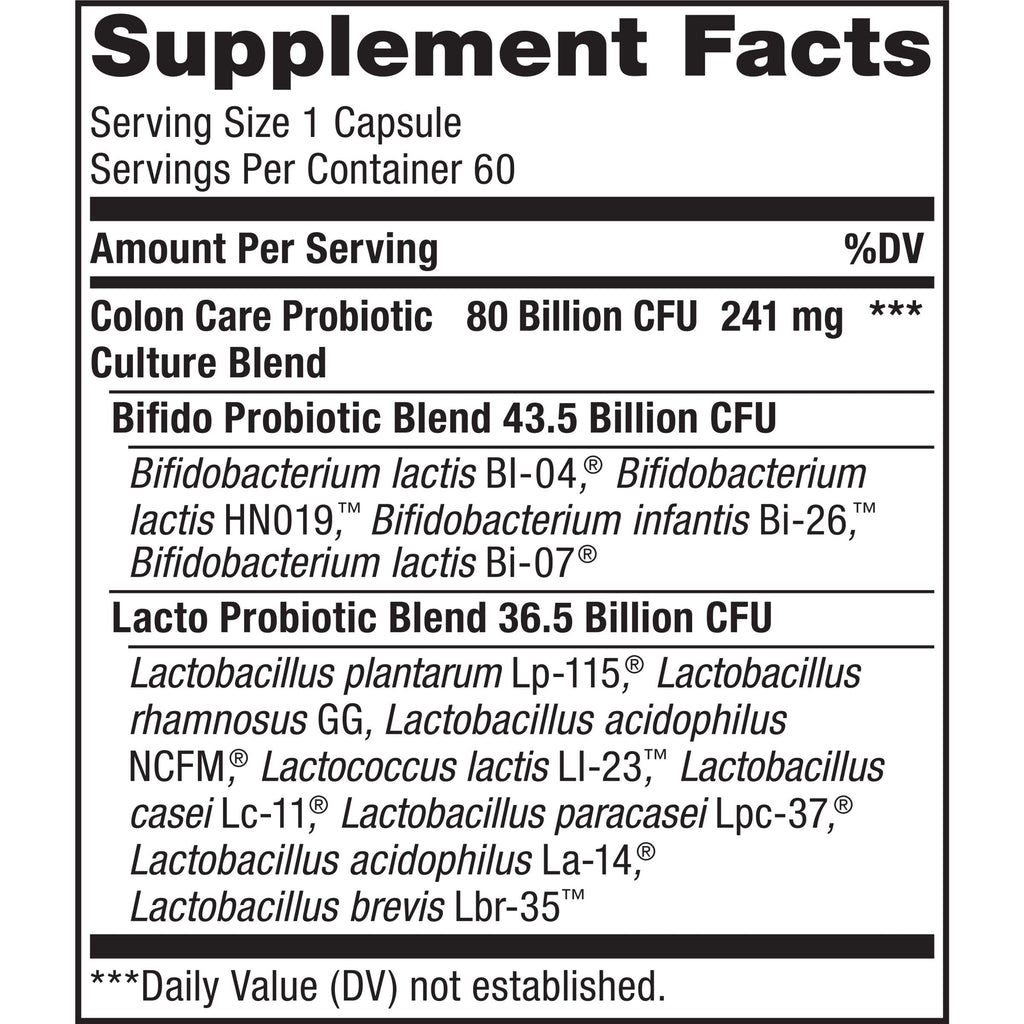 Renew Life Colon Care Probiotic - 80B CFU, 60 Veggie Capsules | Gluten Free, Dairy Free, Soy Free