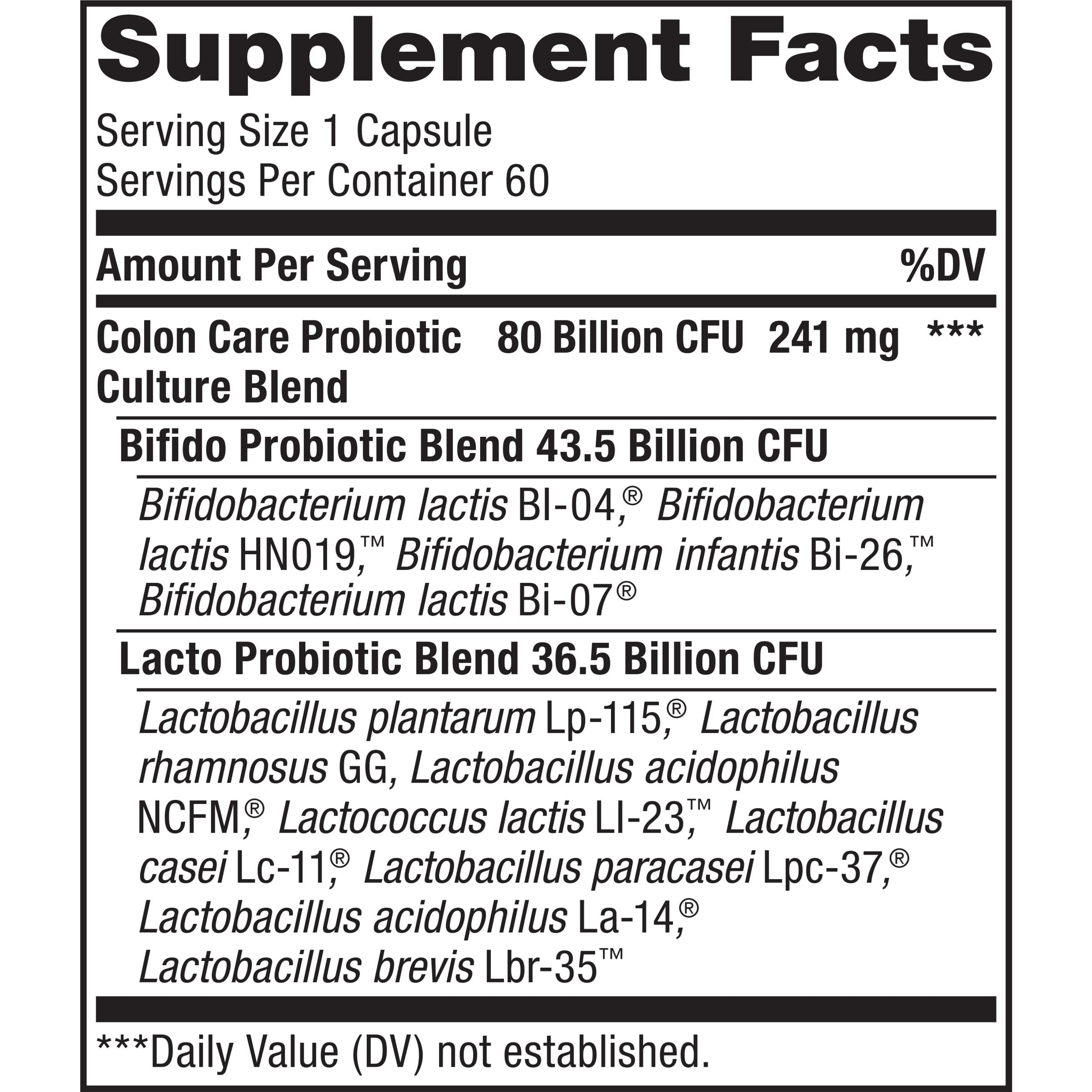 Renew Life Colon Care Probiotic - 80B CFU, 60 Veggie Capsules | Gluten Free, Dairy Free, Soy Free