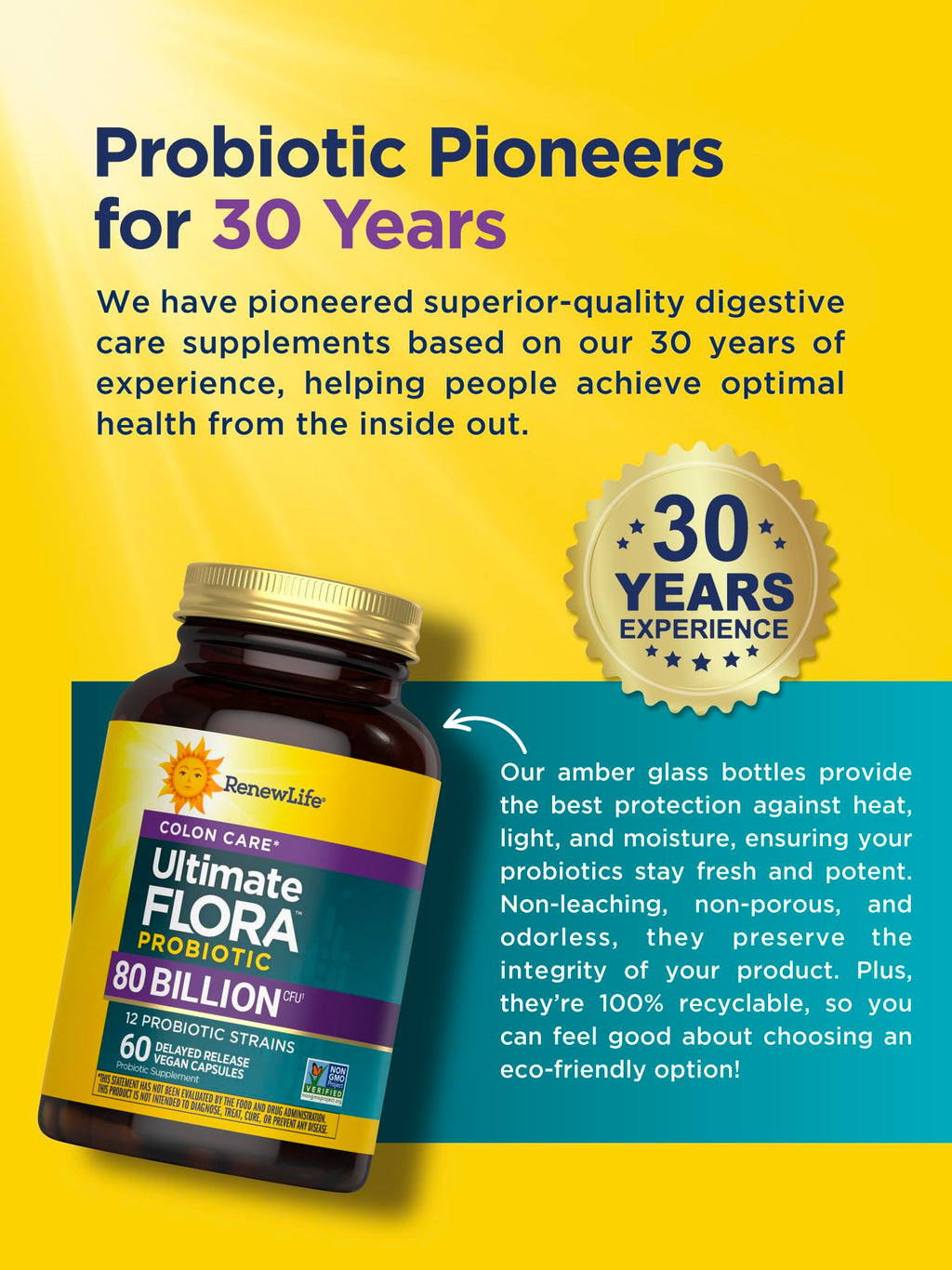 Renew Life Colon Care Probiotic Capsules – 80 Billion CFU, 12 Strains, Dairy/Gluten & Soy Free, 60 Count