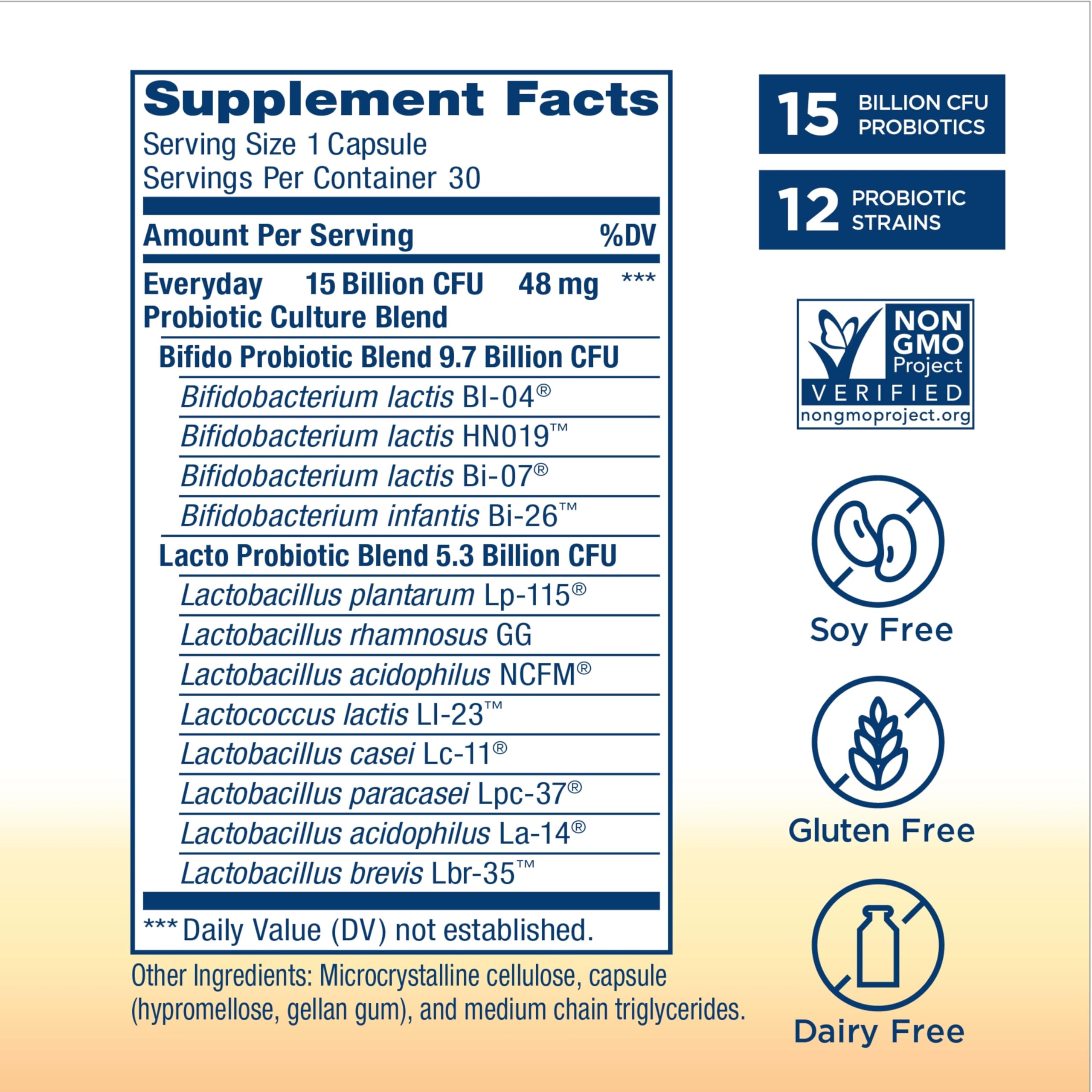 Renew Life Everyday Go-Pack Probiotic Capsules — 15 Billion CFU, 30 Count | Gluten-Free, Dairy-Free, Soy-Free | L. rhamnosus GG