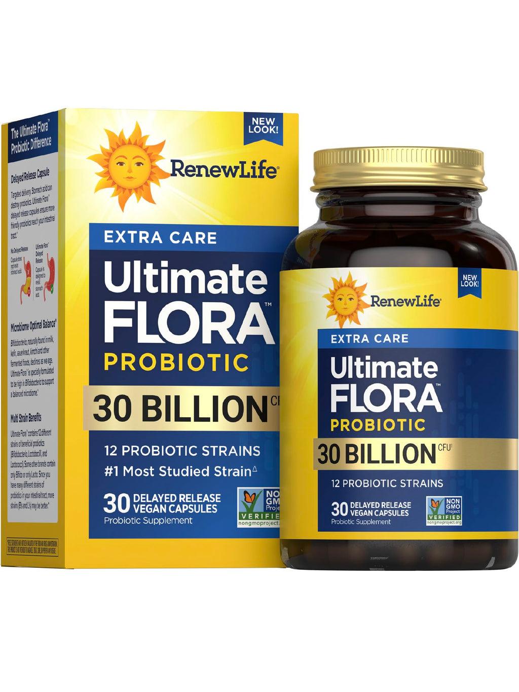 Renew Life Extra Care Digestive Probiotic Capsules – 30B CFU, 12 Strains, 30 Count