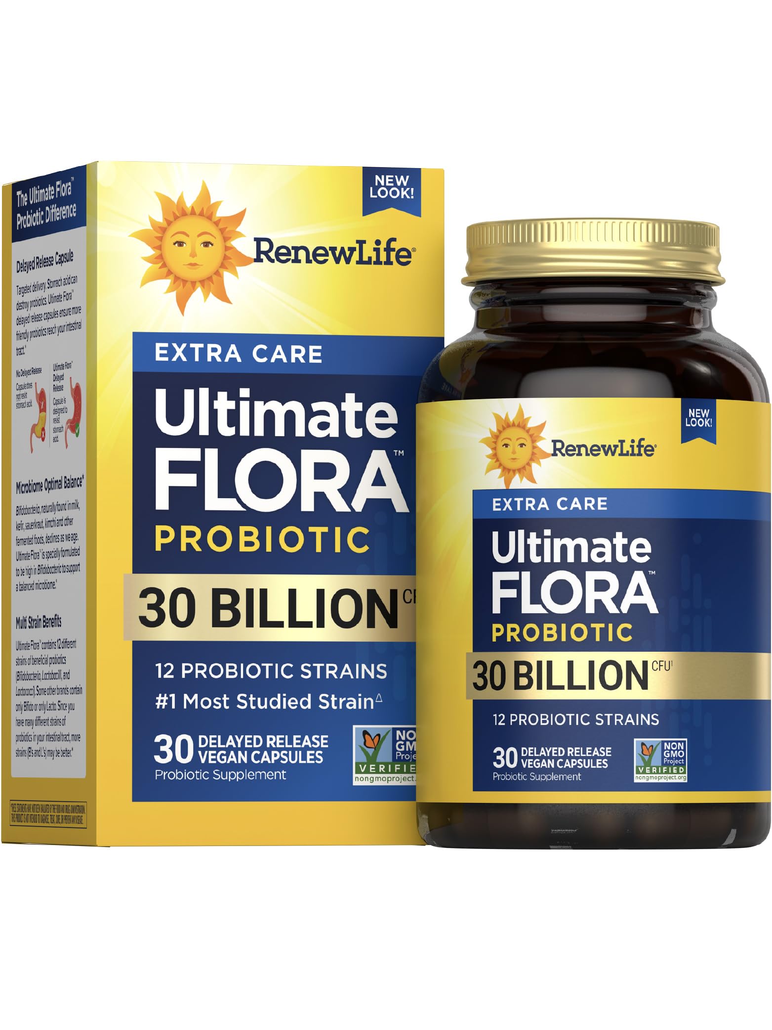 Renew Life Extra Care Digestive Probiotic Capsules – 30B CFU, 12 Strains, 30 Count