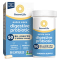 Renew Life Extra Care Probiotic – 50 Billion CFU, 12 Strains, 90 Caps | Gluten-Free, Dairy-Free, Soy-Free
