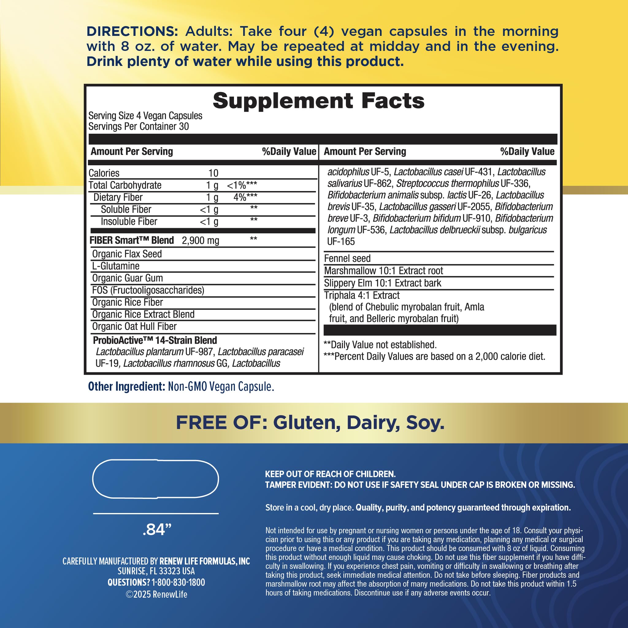 Renew Life Fiber Smart - Gluten & Soy Free Fiber Supplement, 120 Veg Capsules