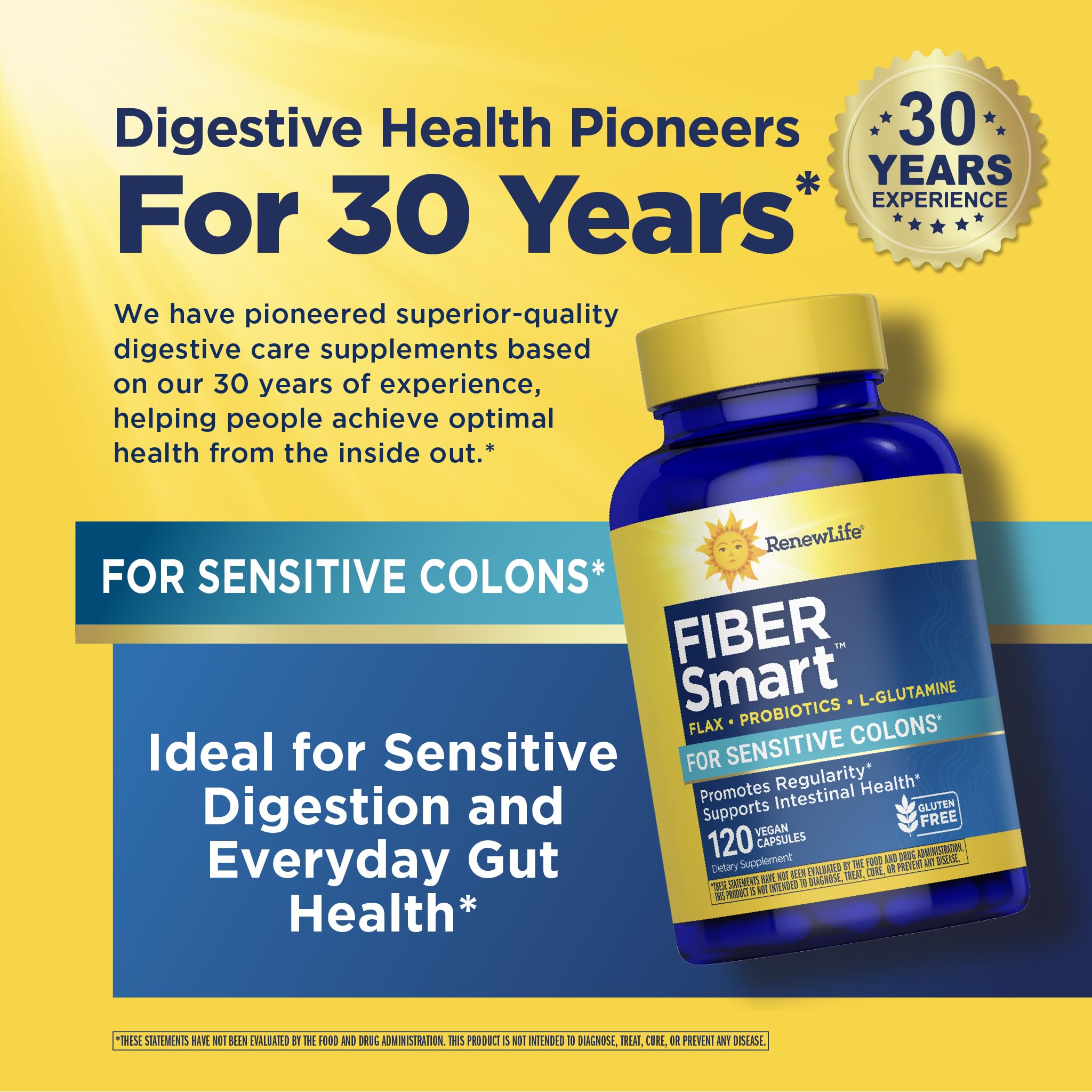 Renew Life Fiber Smart - Gluten & Soy Free Fiber Supplement, 120 Veg Capsules