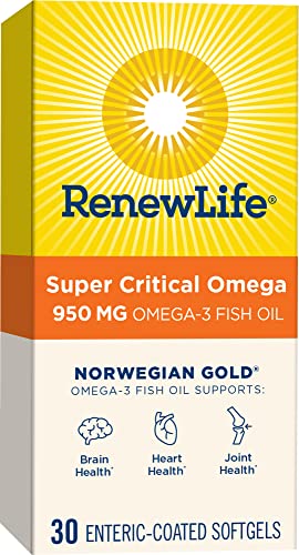Renew Life Norwegian Gold Super Critical Omega Softgels – 950 mg EPA/DHA, 30 Count, Heart & Brain Support