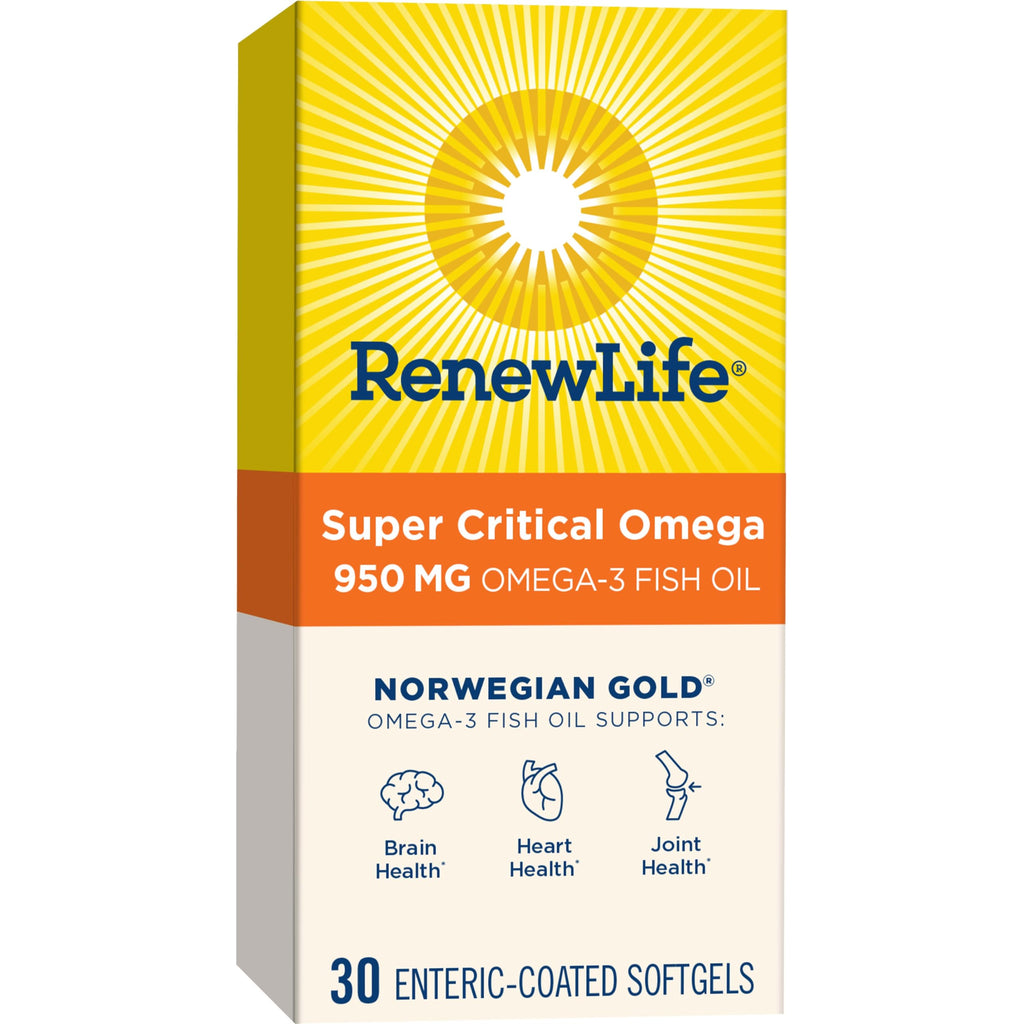 Renew Life Norwegian Gold Super Critical Omega Softgels – 950 mg EPA/DHA, 30 Count, Heart & Brain Support