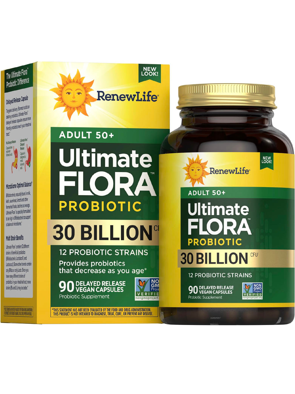 Renew Life Probiotic Adult 50 Plus – 30 Billion CFU, 90 Count Capsules | Digestive & Immune Support