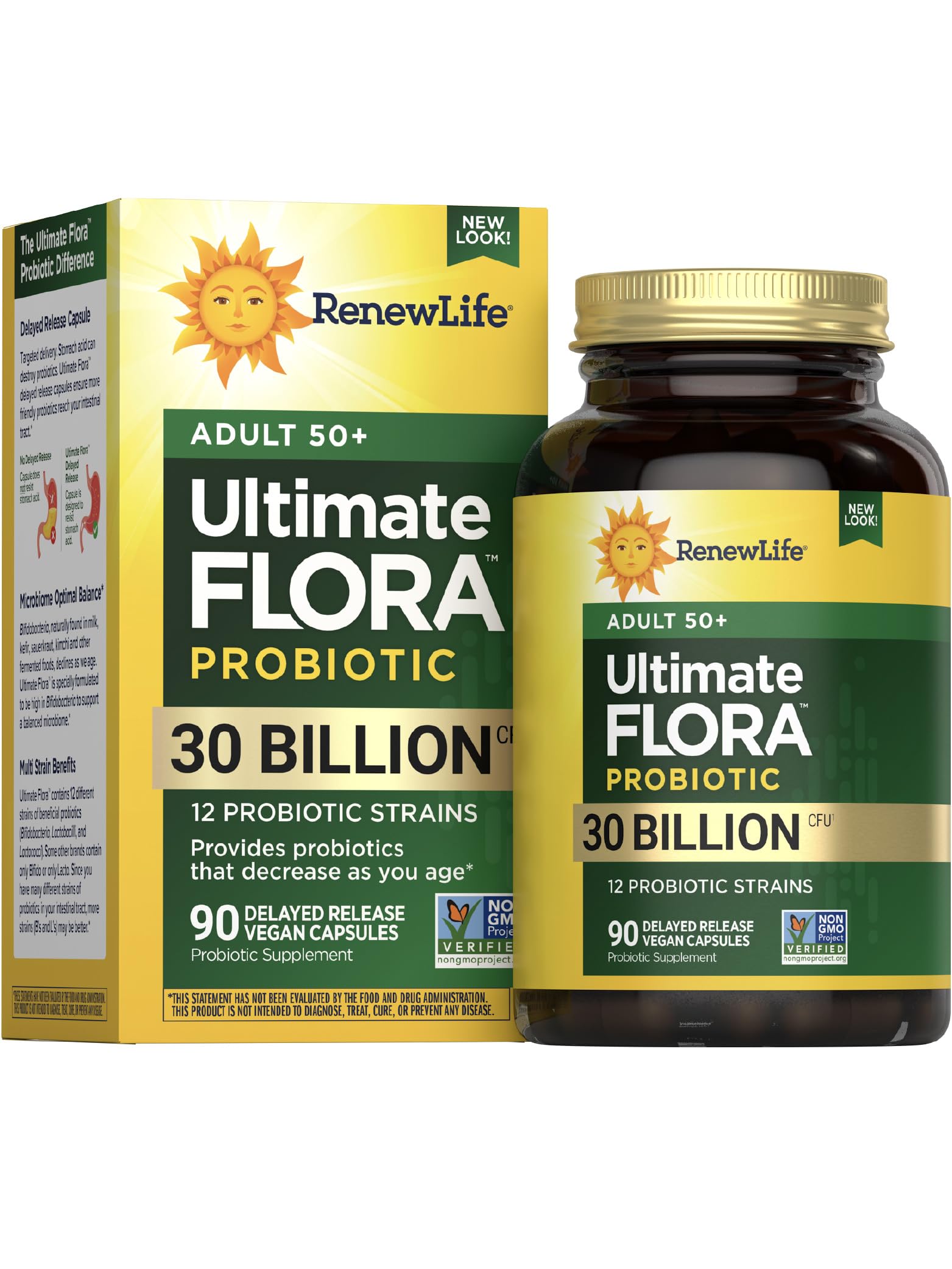 Renew Life Probiotic Adult 50 Plus – 30 Billion CFU, 90 Count Capsules | Digestive & Immune Support