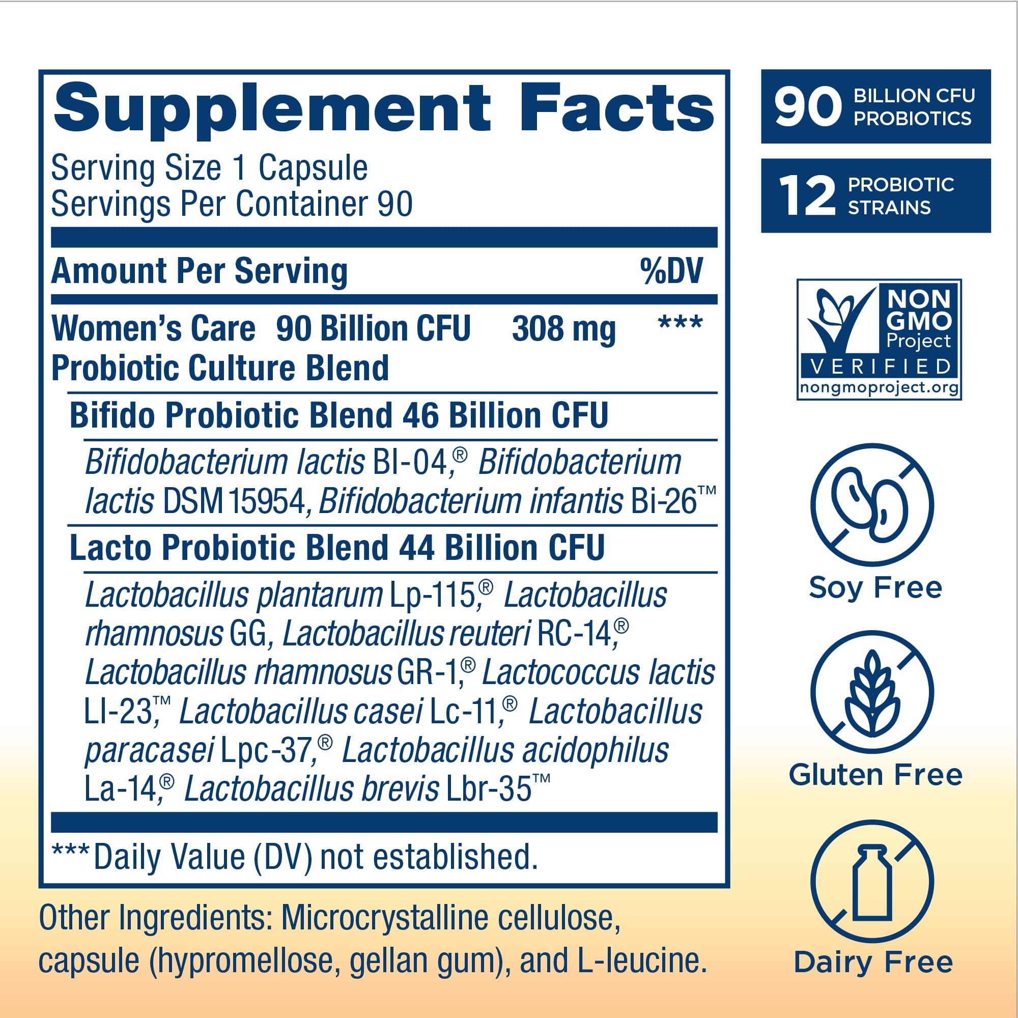 Renew Life Ultimate Flora Women's Care Probiotic 25 Billion CFU - 90 Capsules | Gluten Free, Non-GMO
