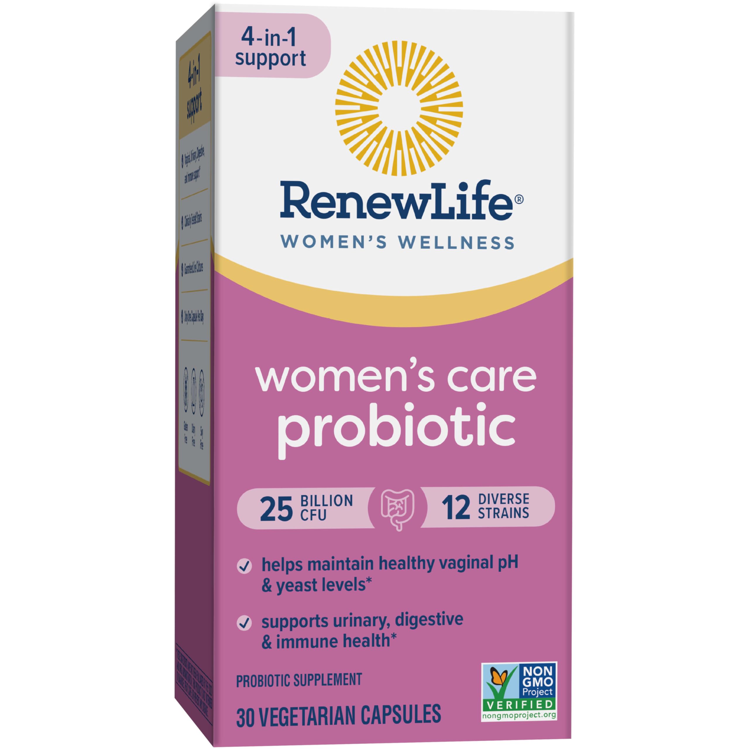 Renew Life Women's Probiotic Capsules – 25 Billion CFU, 12 Strains, Supports Vaginal pH Balance, Urinary, Digestive & Immune Health
