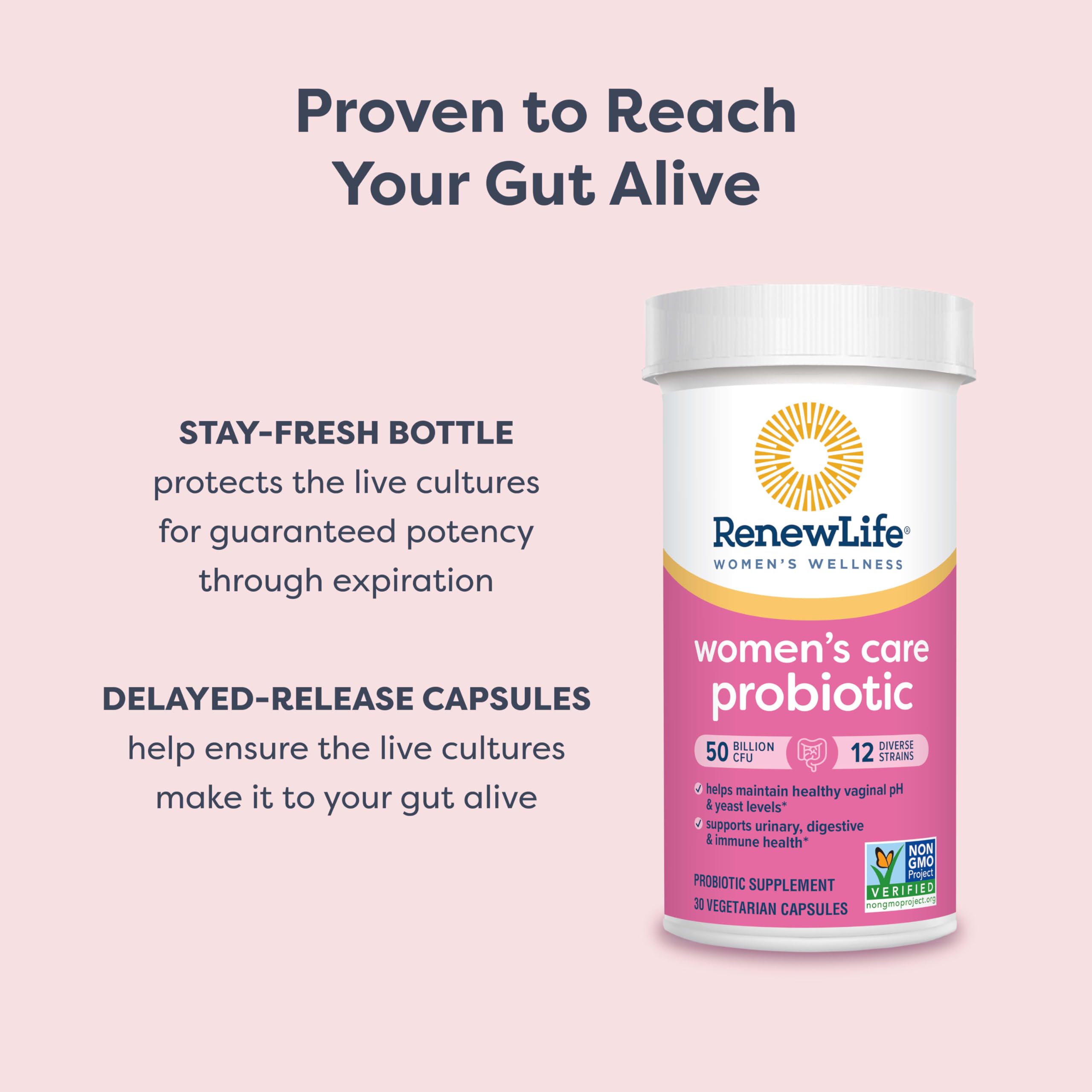 Renew Life Women's Probiotic Capsules - 50 Billion CFU, 60 Count | Vaginal, Urinary, Digestive & Immune Support