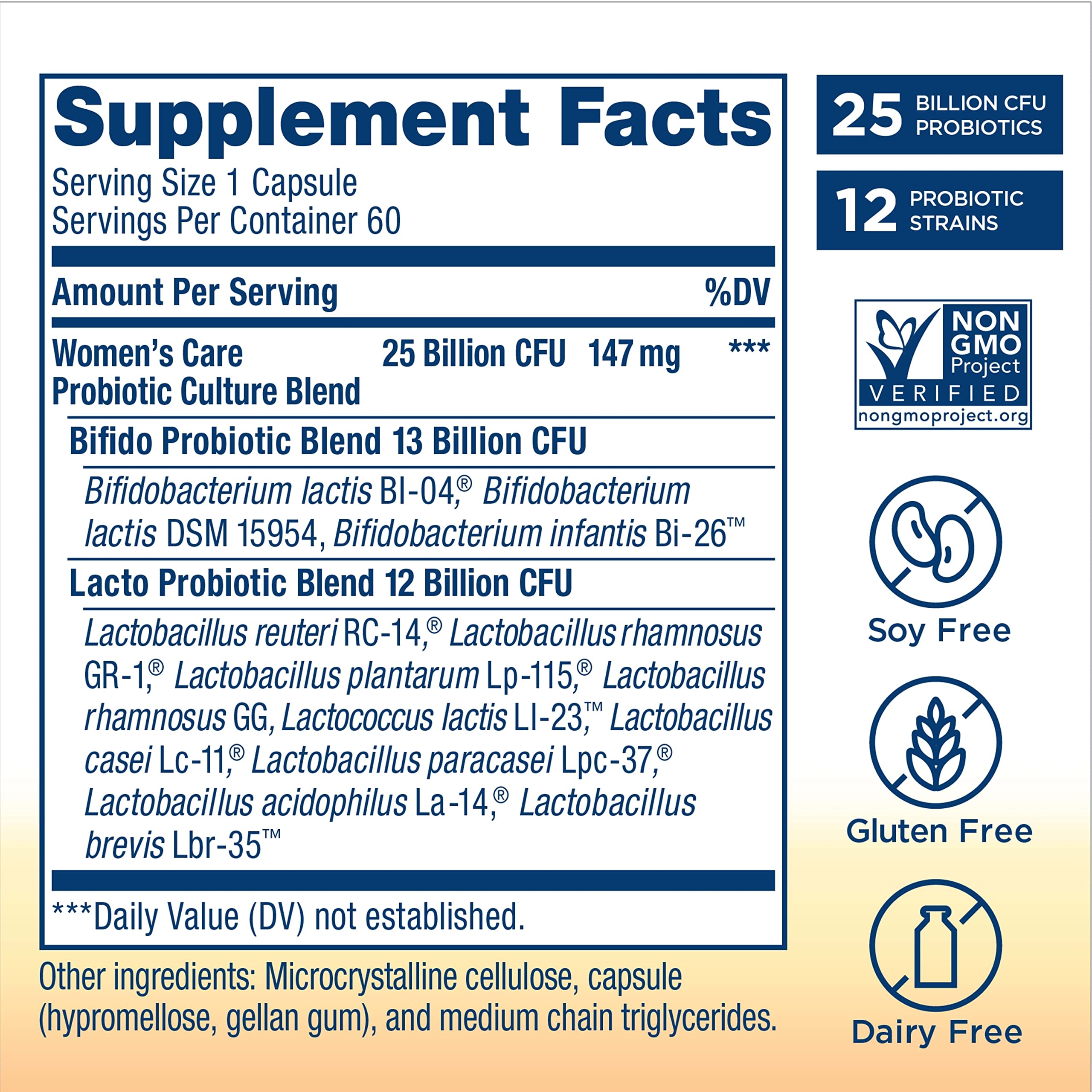 Renew Life Womens Probiotic Capsules - 60 Ct | Supports pH Balance, Vaginal, Urinary, Digestive & Immune Health, 25 Billion CFU, Dairy/Gluten/Soy Free