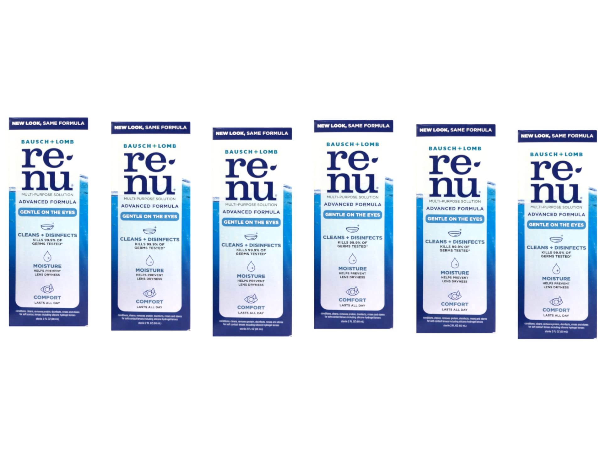 Renu Advanced Formula Multi-Purpose Solution – Triple Disinfectant, 2 oz Travel Size (Pack of 6)