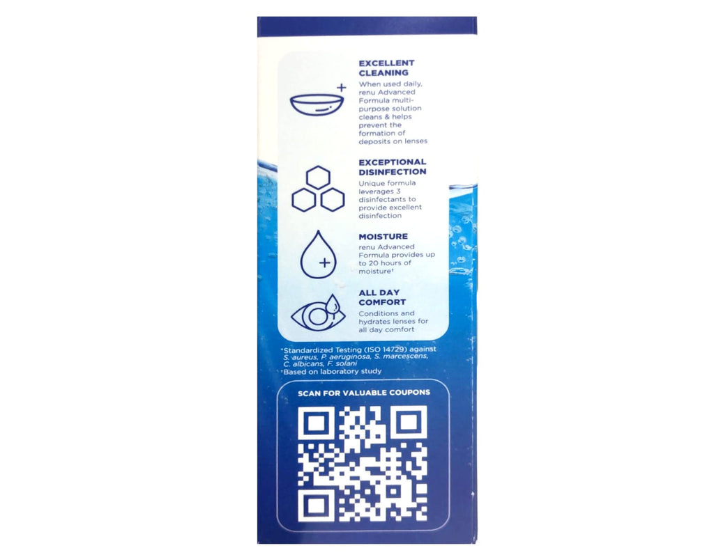 Renu Advanced Formula Multi-Purpose Solution – Triple Disinfectant, 2 oz Travel Size (Pack of 6)