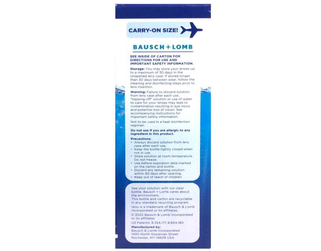 Renu Advanced Formula Multi-Purpose Solution – Triple Disinfectant, 2 oz Travel Size (Pack of 6)