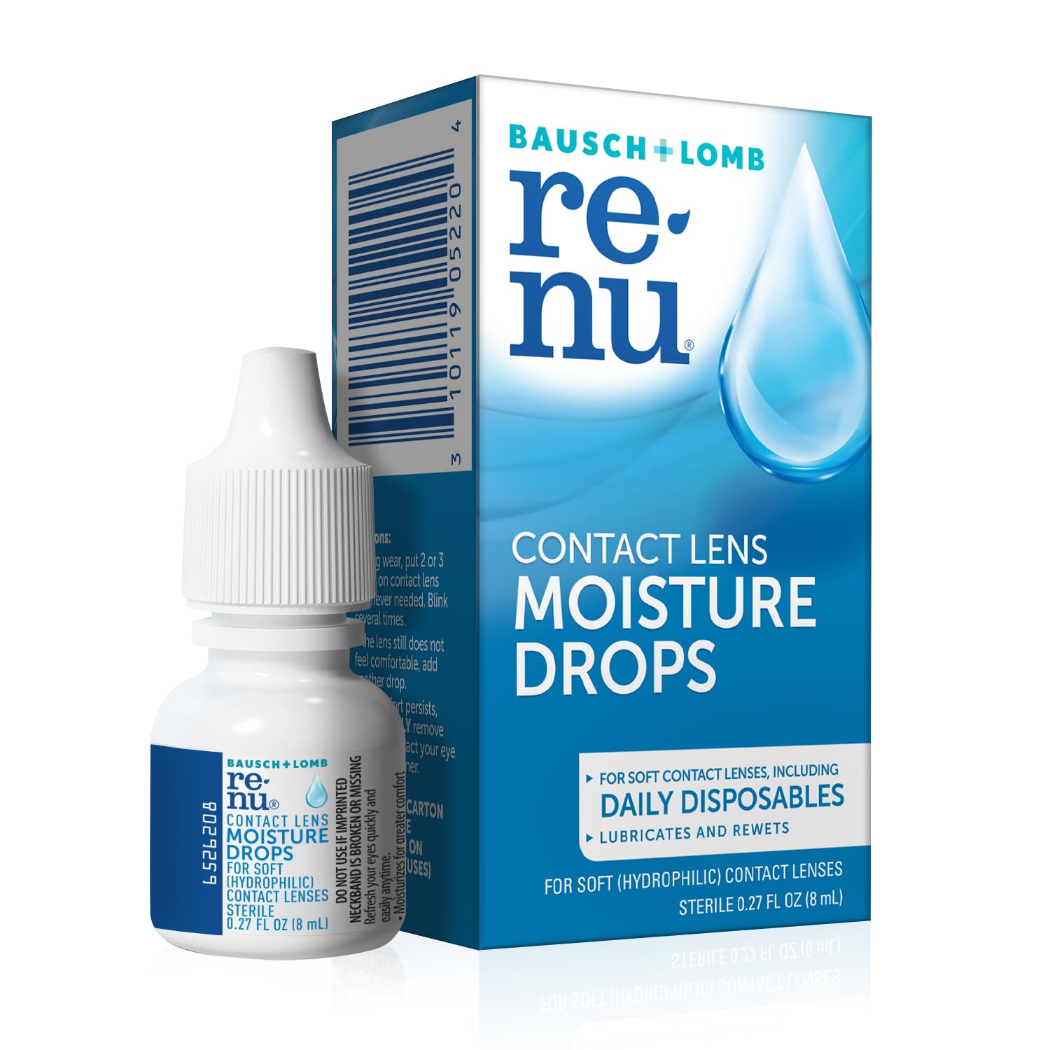 Eye Drops by Renu – Redness Relief & Dry Eyes, Lubricating & Rewetting Drops, 8 mL (Pack of 4)