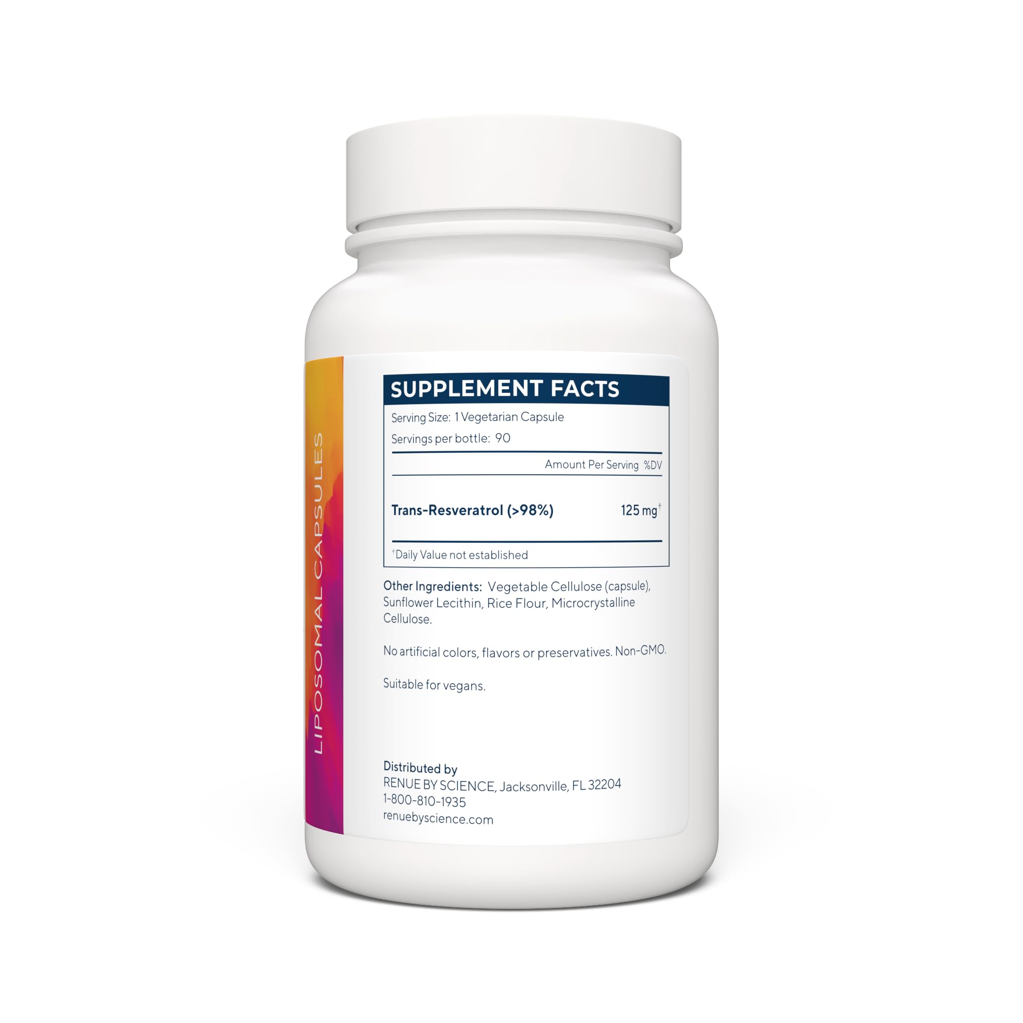 Renue By Science Resveratrol Liposomal – High Strength 125 mg, 90 Capsules, Made in USA