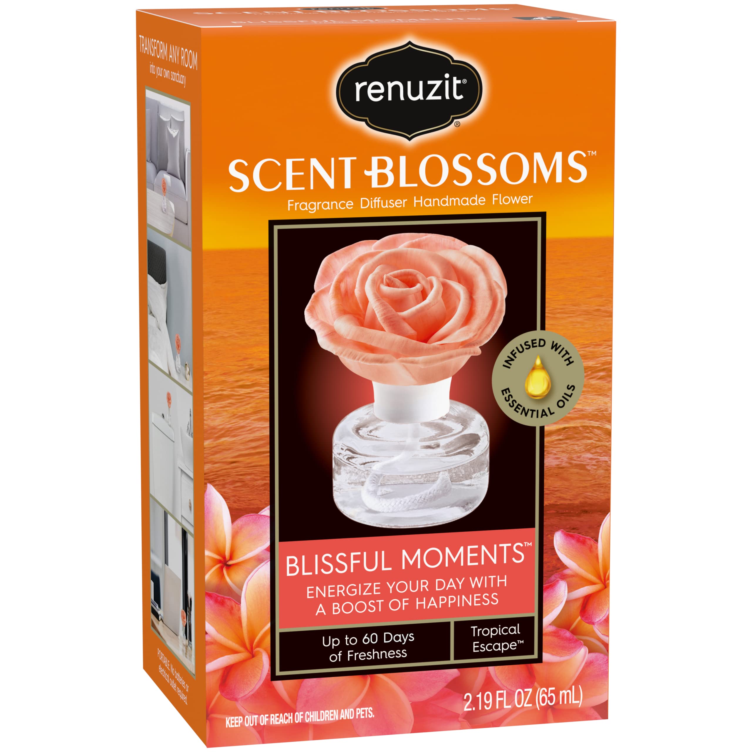 Renuzit Scent Blossoms Diffuser – Tropical Escape, Handmade Flower, 1 Count