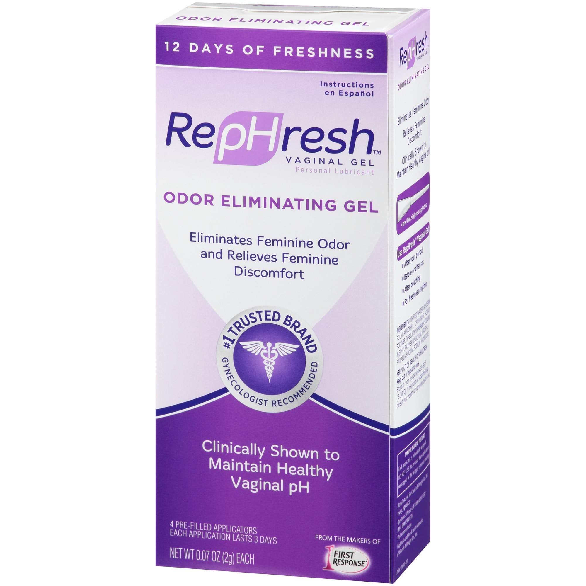 RepHresh Odor Eliminating Vaginal Gel – pH Balance, 4 Count, 0.7 oz