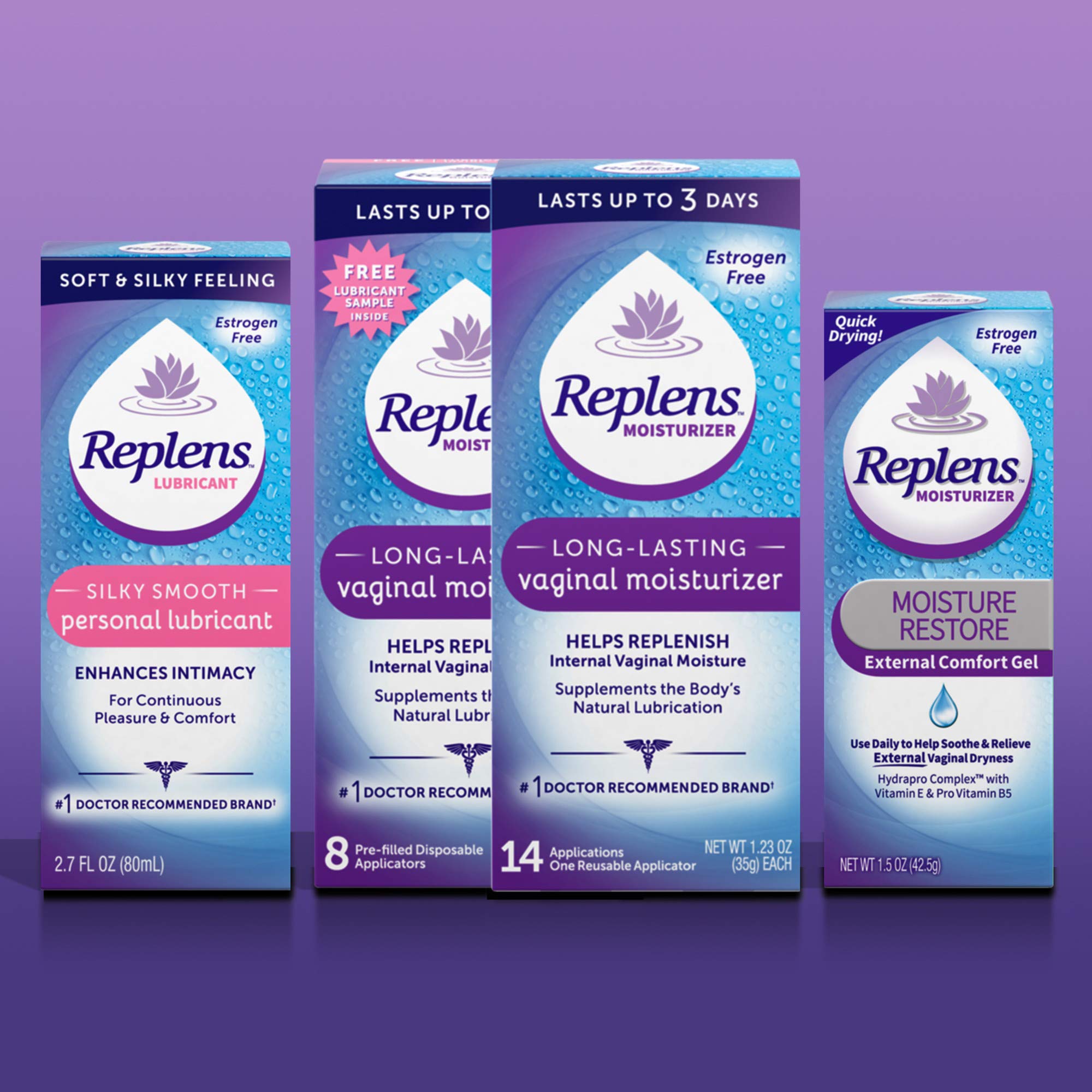 Replens Vaginal Moisturizer with Reusable Applicator – Long-Lasting Hydration, 14 Count