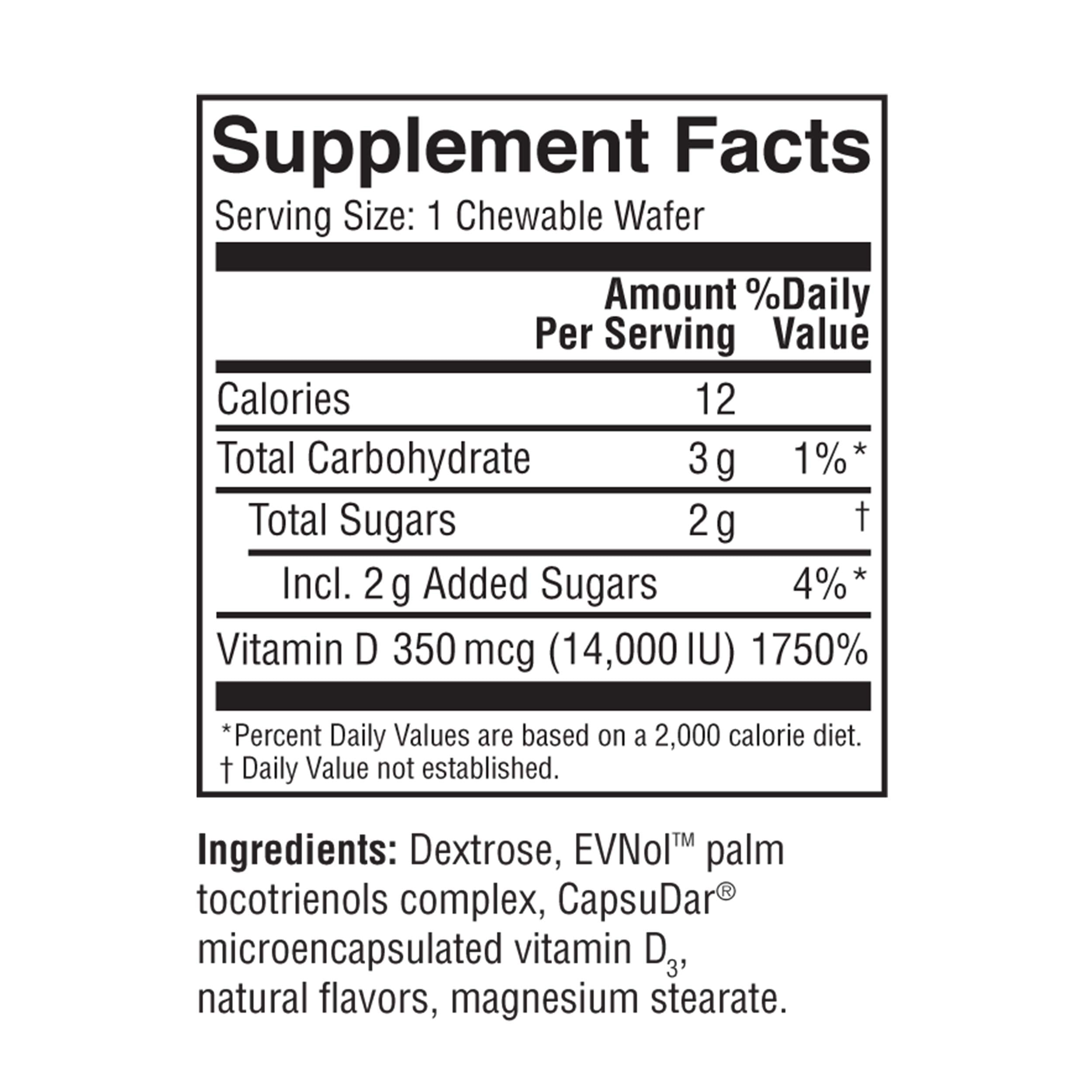 Replesta NX 14,000 IU Vitamin D3 - Weekly Chewable Wafer, Orange Flavor, Non-GMO | Pack of 2 (8 Tablets)