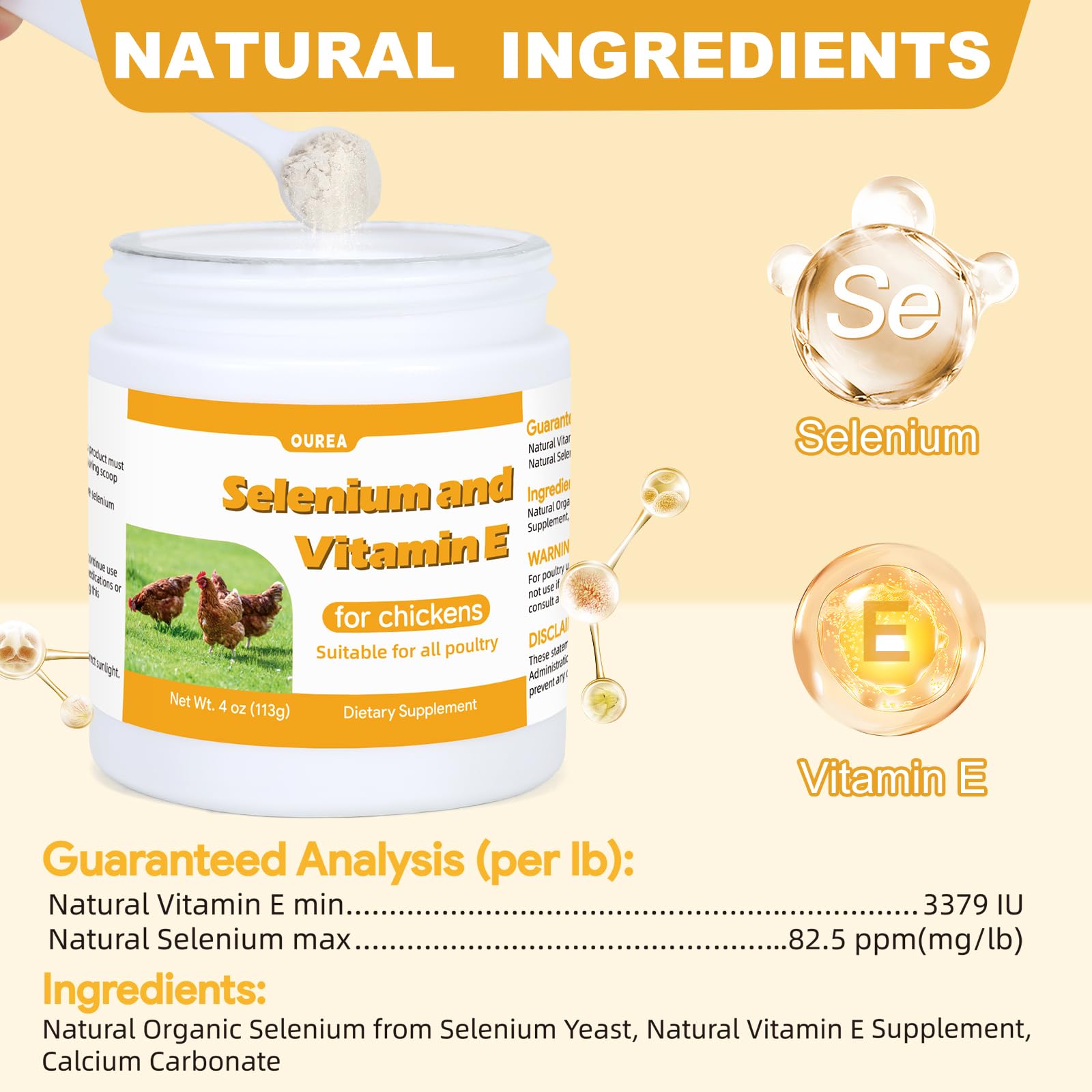 Selenium & Vitamin E Powder for Chickens – Immune & Muscle Support