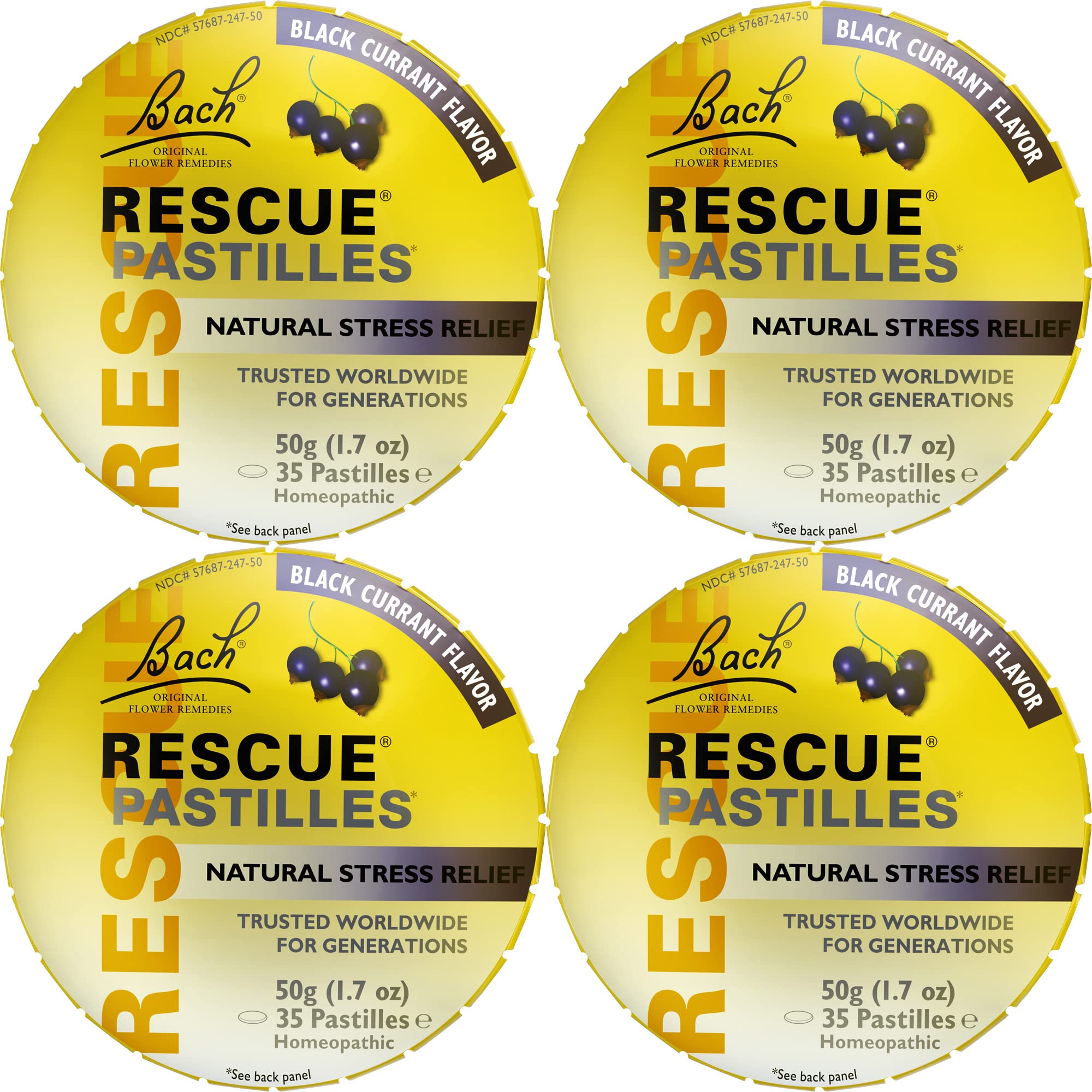 RESCUE Bach Pastilles – Black Currant Stress Relief Lozenges 4-Pack