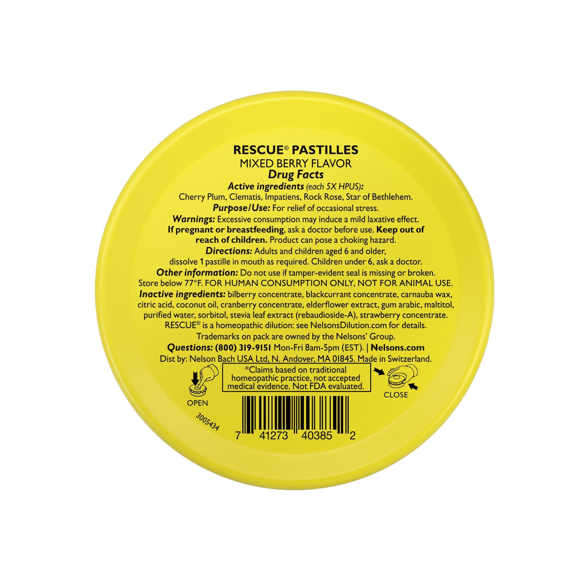 RESCUE Bach Pastilles – Mixed Berry Flavor, 35 Count | Stress Relief Lozenges