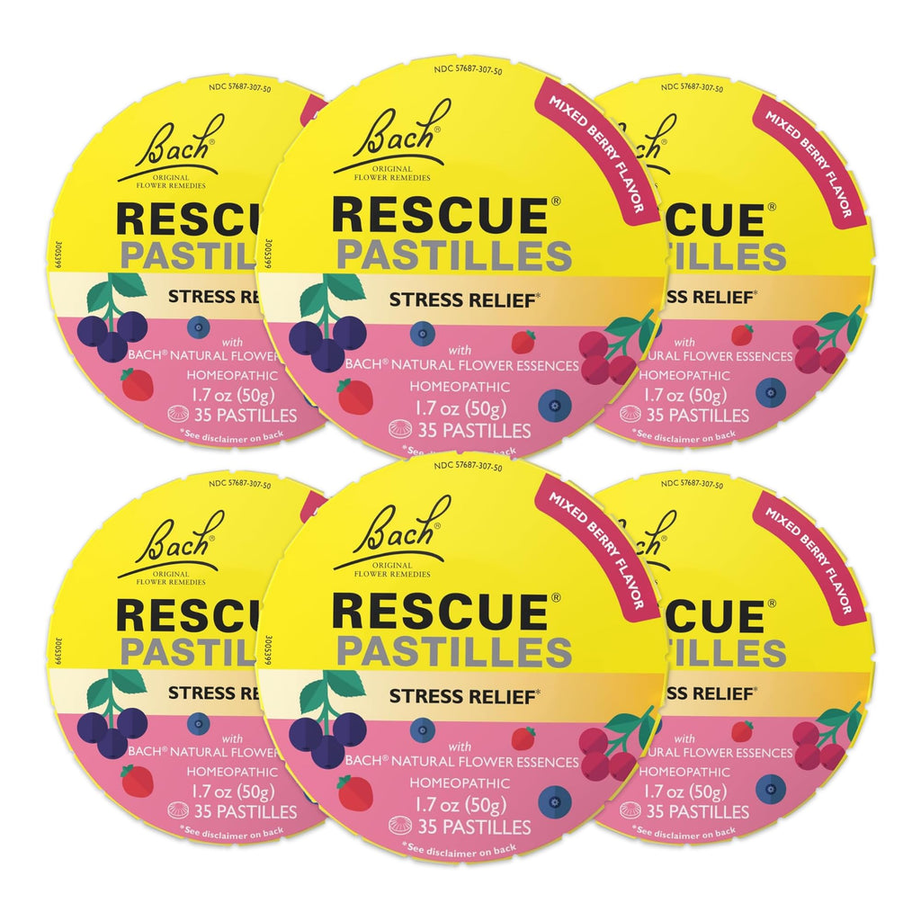 RESCUE Bach PASTILLES Mixed Berry – Stress Relief Lozenges (6 Pack)