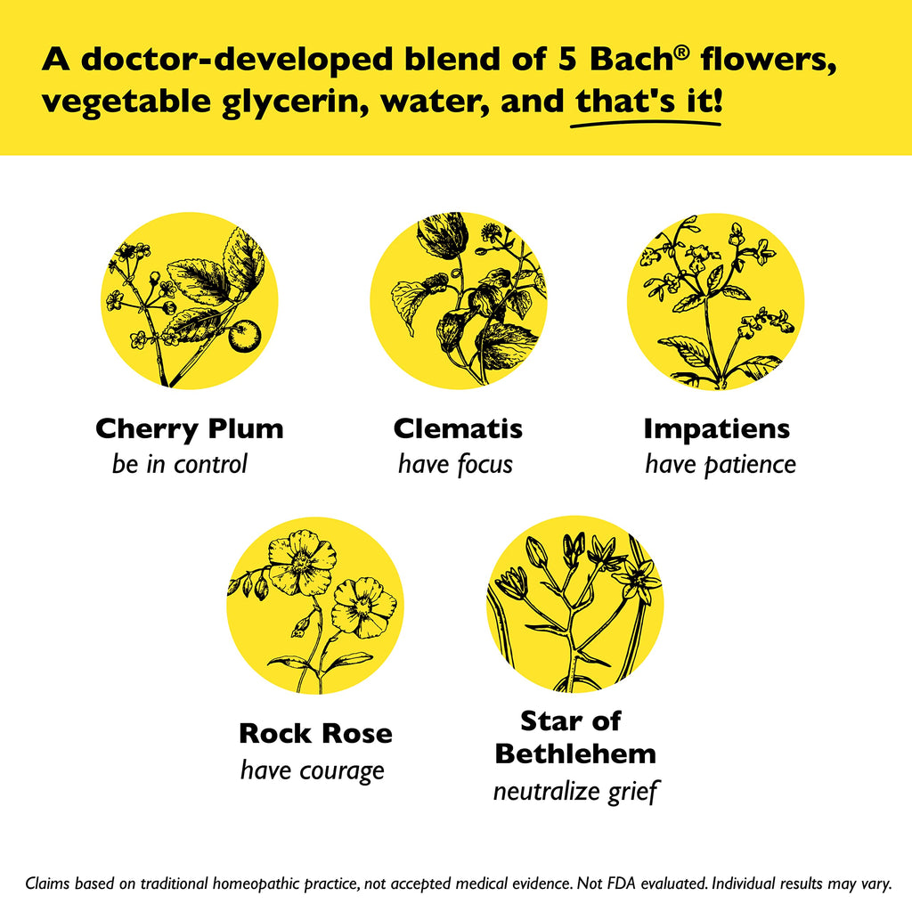 RESCUE Bach Remedy Dropper 10mL – Natural Stress Relief, Vegan, Non-Alcohol Formula