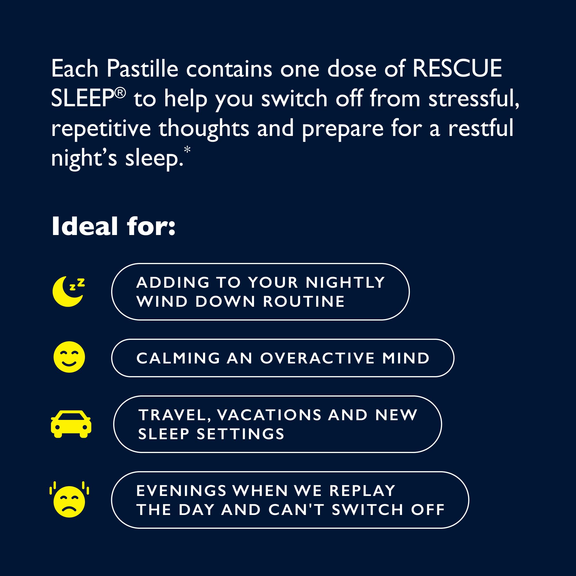 RESCUE Bach Sleep Pastilles – Melatonin-Free Black Currant Nighttime Lozenges (6 Pack)