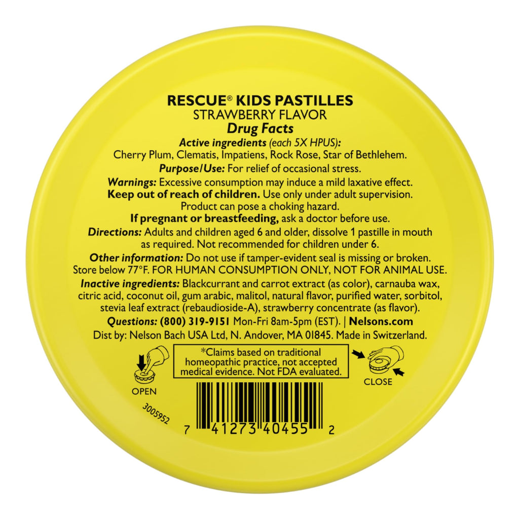 RESCUE Kids Pastilles – Natural Strawberry Stress Relief for Children | Calming Homeopathic Flower Essences