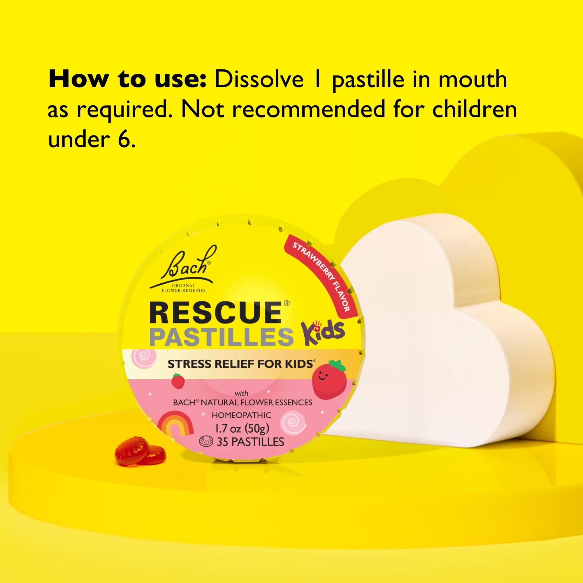 RESCUE Kids Pastilles – Natural Strawberry Stress Relief for Children | Calming Homeopathic Flower Essences