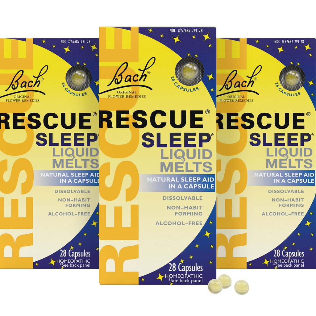 RESCUE Sleep Liquid Melts - No Melatonin, Natural Orange Vanilla, 3 Pack (28 Count Each)