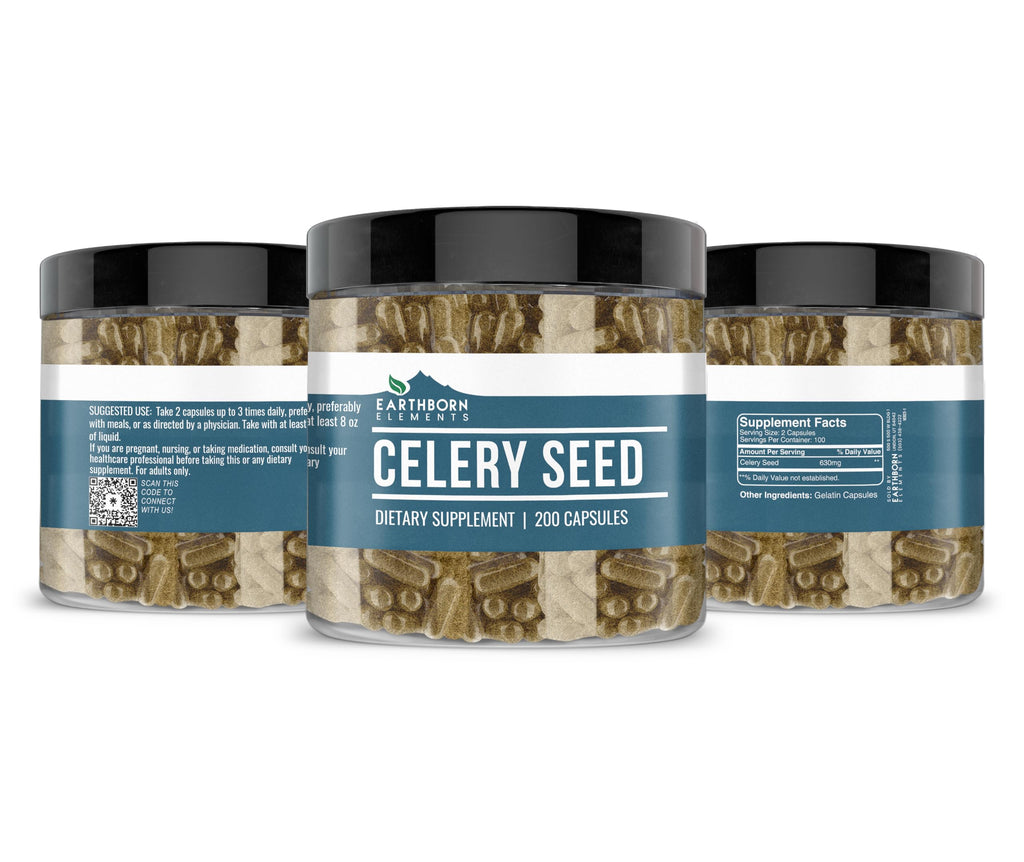 Earthborn Elements Celery Seed 200 Capsules - Pure & Undiluted