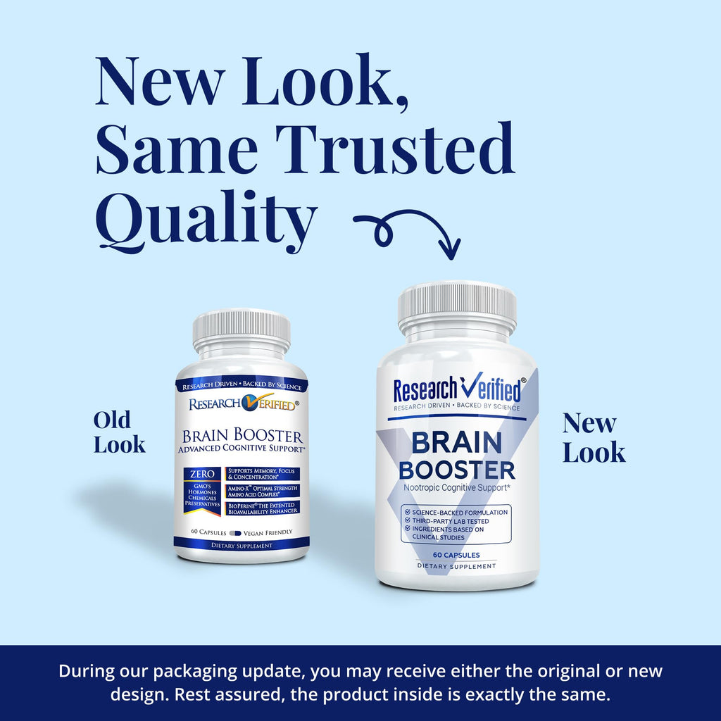 Research Verified Brain Booster – Nootropic for Memory & Focus, 180 Vegan Capsules (3 Bottles)