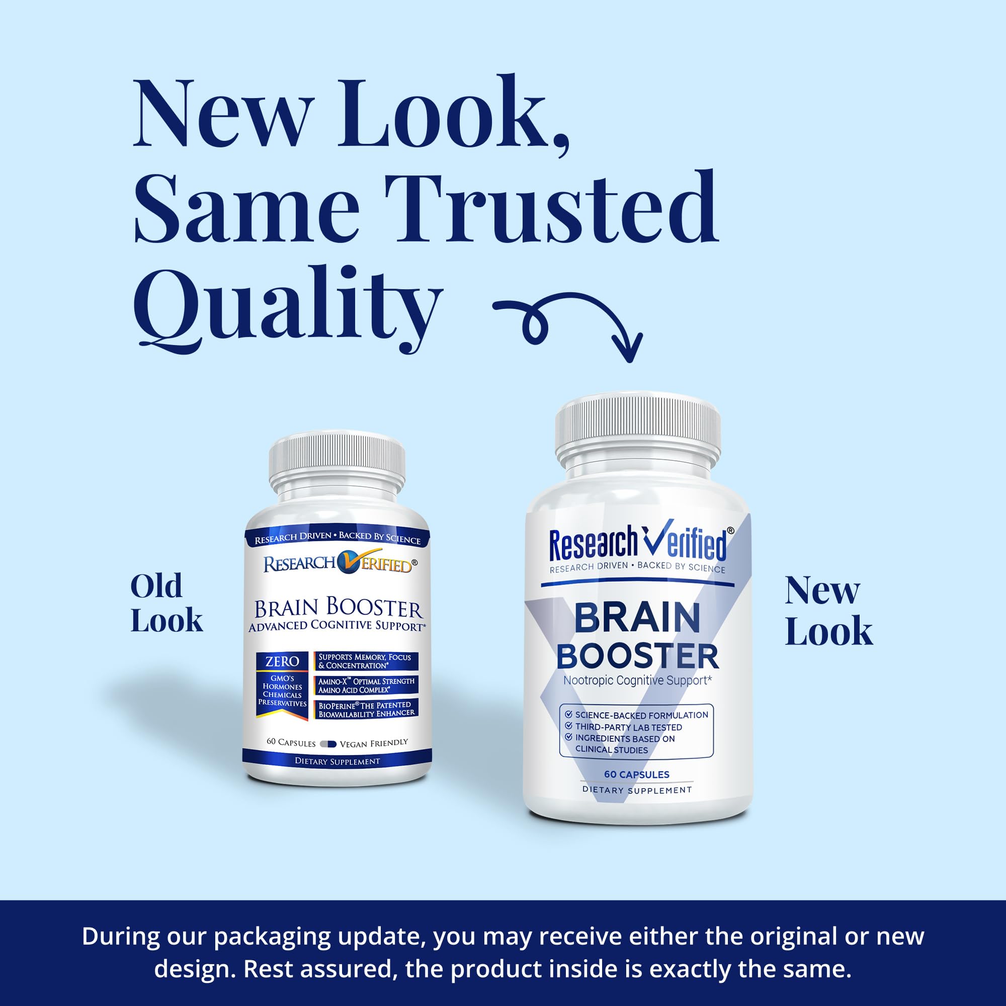 Research Verified Brain Booster – Nootropic for Memory & Focus, 180 Vegan Capsules (3 Bottles)