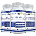 Research Verified Resveratrol - 98% Trans-Resveratrol 1000 mg, Anti-Aging Support - 60 Capsules per Bottle - 3 Bottles