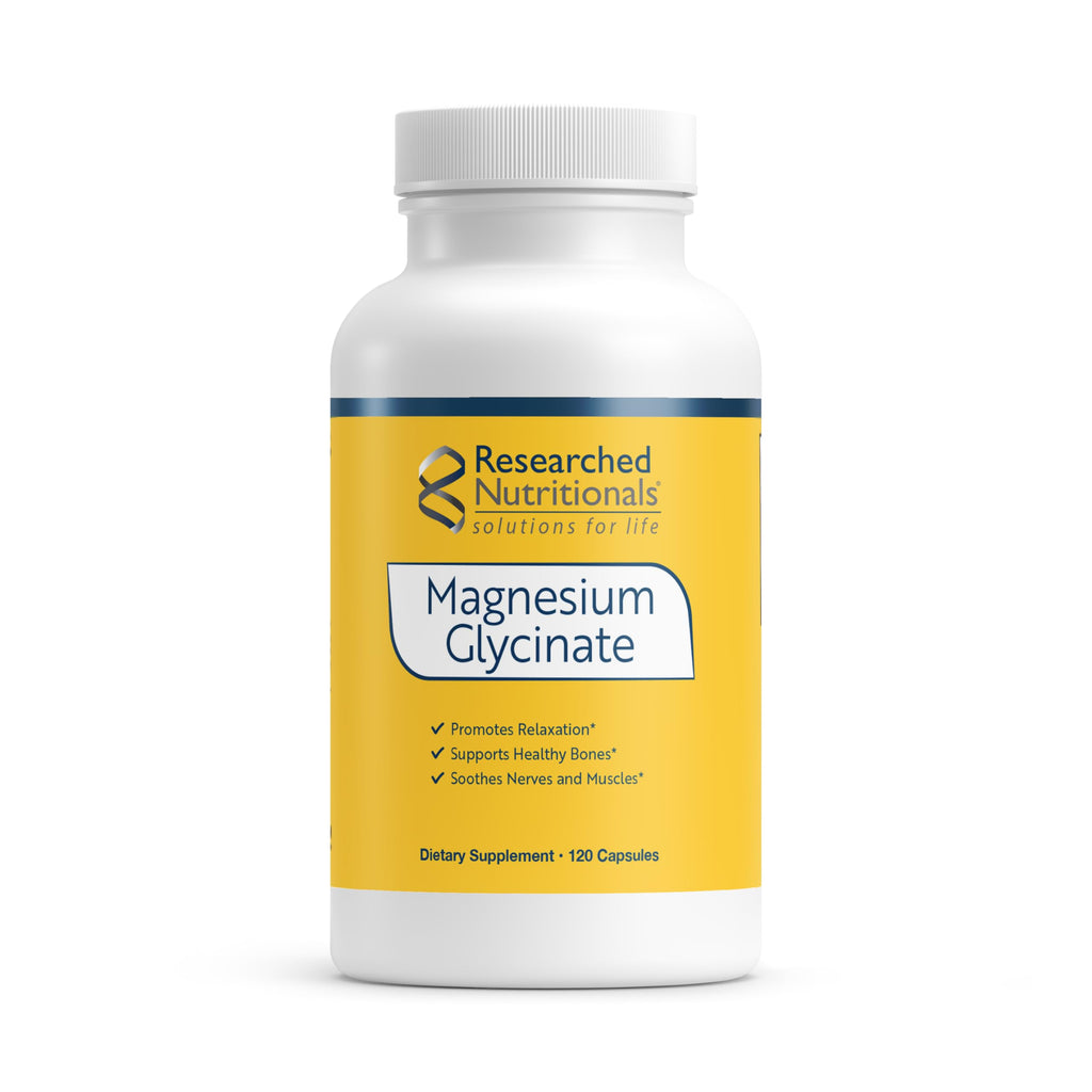 Magnesium Glycinate 125mg Capsules – 120 Vegan, Non-GMO | Researched Nutritionals