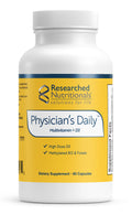 Researched Nutritionals Physician's Daily + D3 – Daily Multivitamin with Vitamin D3 2000 IU for Men & Women