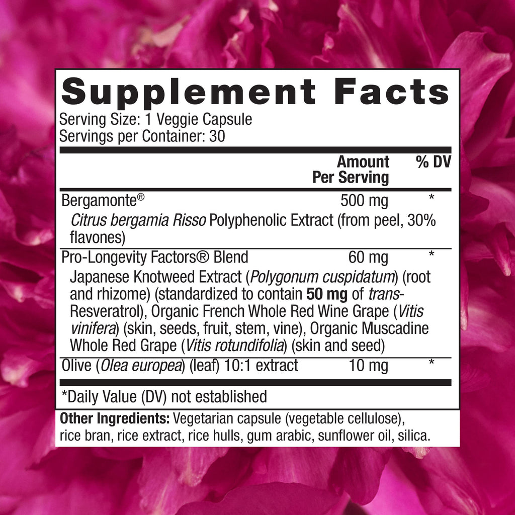 Reserveage Bergamot Cholesterol Support with Resveratrol – Heart Health Supplement | 30 Servings | Vegan & Non-GMO