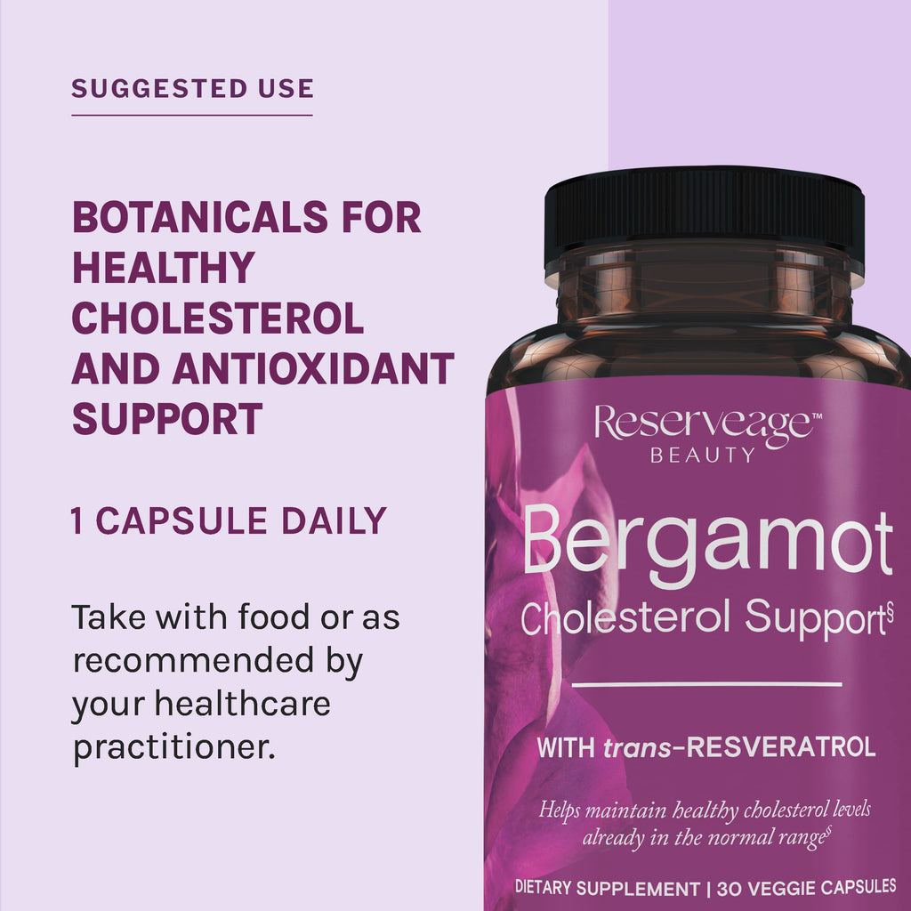Reserveage Bergamot Cholesterol Support with Resveratrol – Heart Health Supplement | 30 Servings | Vegan & Non-GMO