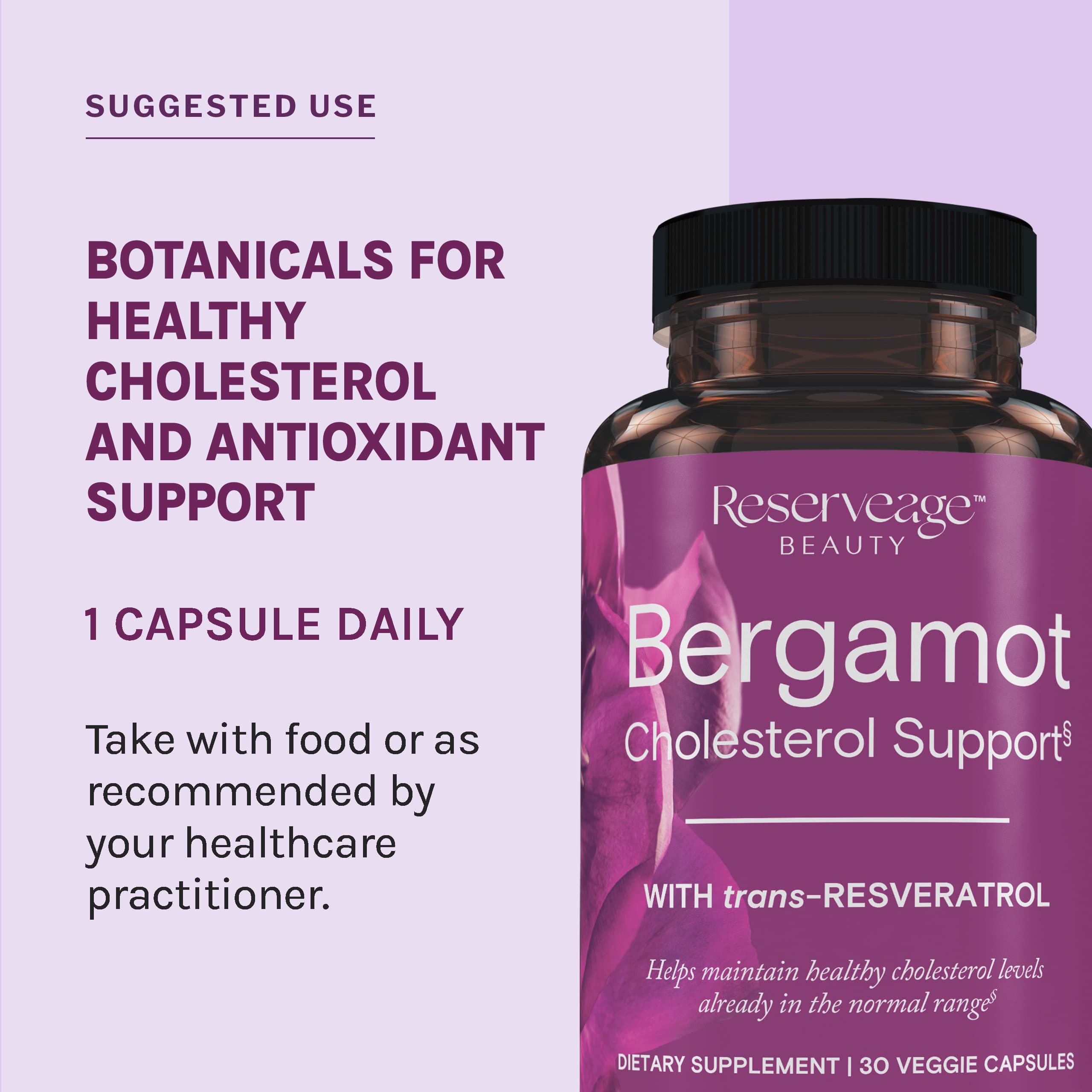 Reserveage Bergamot Cholesterol Support with Resveratrol – Heart Health Supplement | 30 Servings | Vegan & Non-GMO