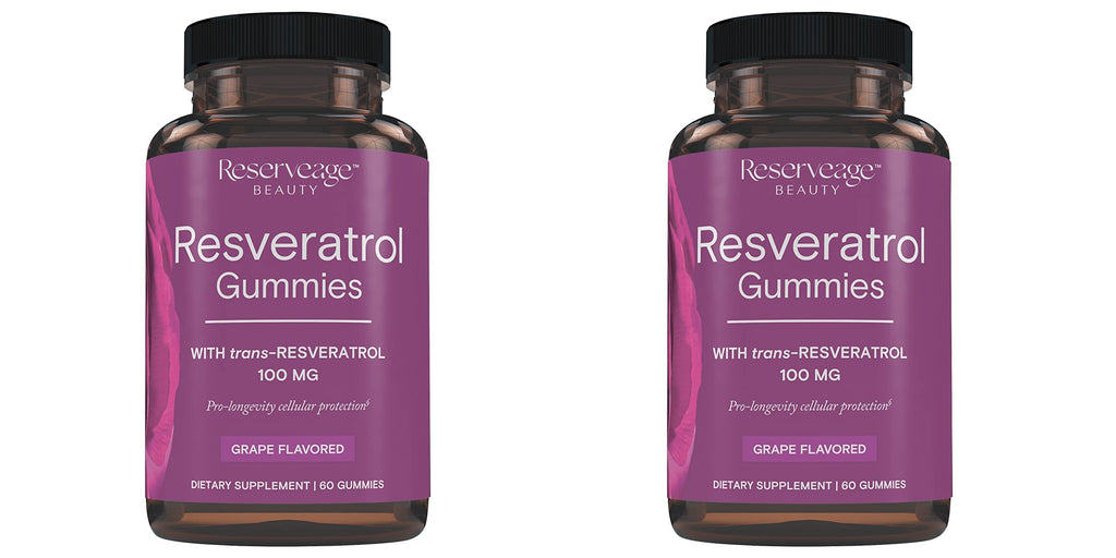 Reserveage Beauty Resveratrol Gummies 100 mg - Heart Health, Healthy Aging - Vegan 2-Pack