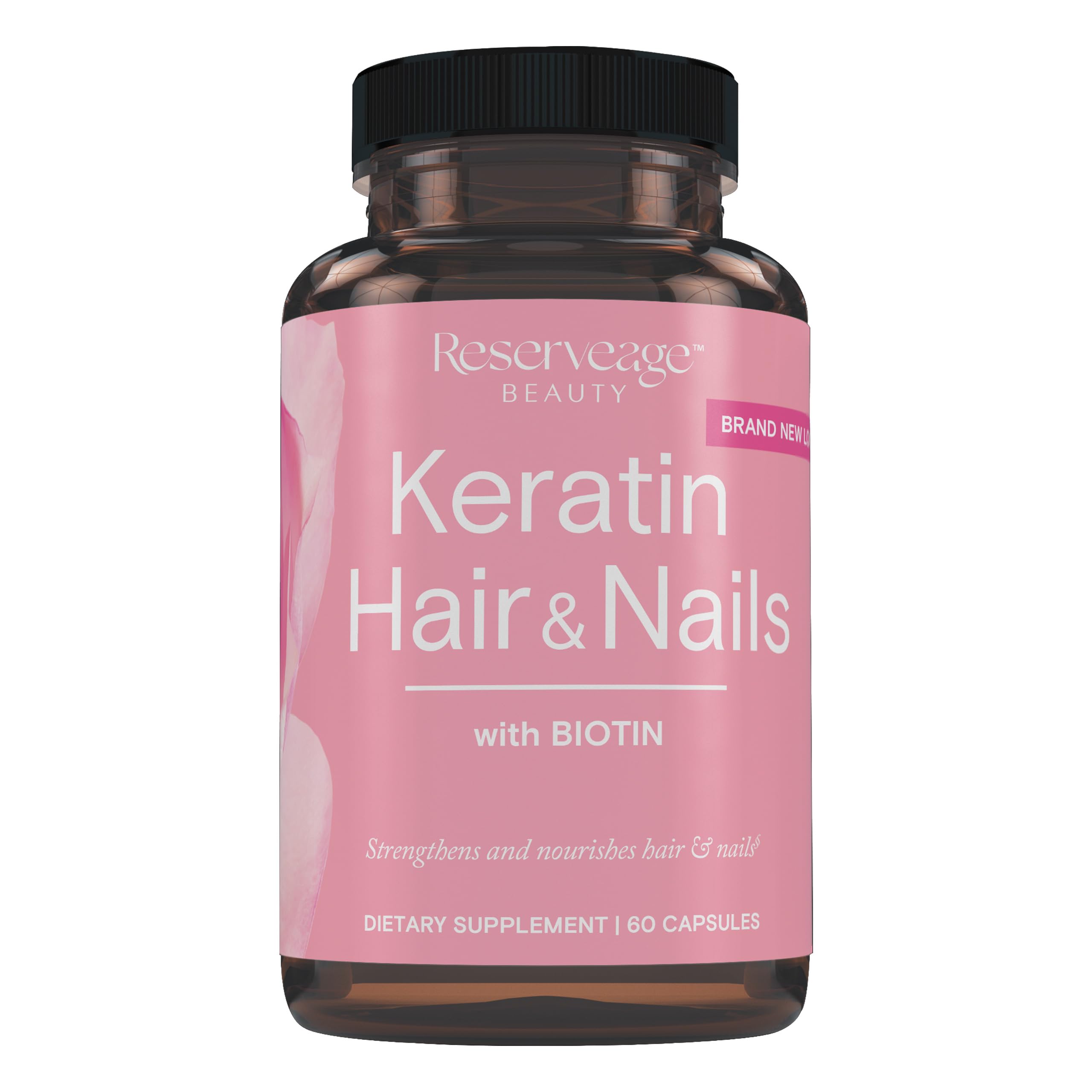 Reserveage Keratin Hair Booster with Biotin - Keratin, Biotin & Resveratrol, 60 Capsules