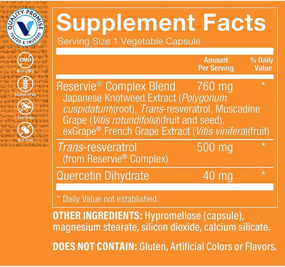 Reservie Trans Resveratrol™ 500mg – 60 Vegan Capsules | The Vitamin Shop