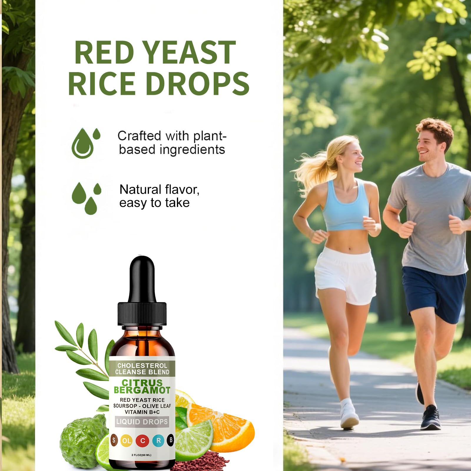 RESONA Red Yeast Rice Drops – High-Absorption Cholesterol Support with Citrus Bergamot, Olive Leaf & Soursop | Vegan, Non-GMO – 2 fl oz