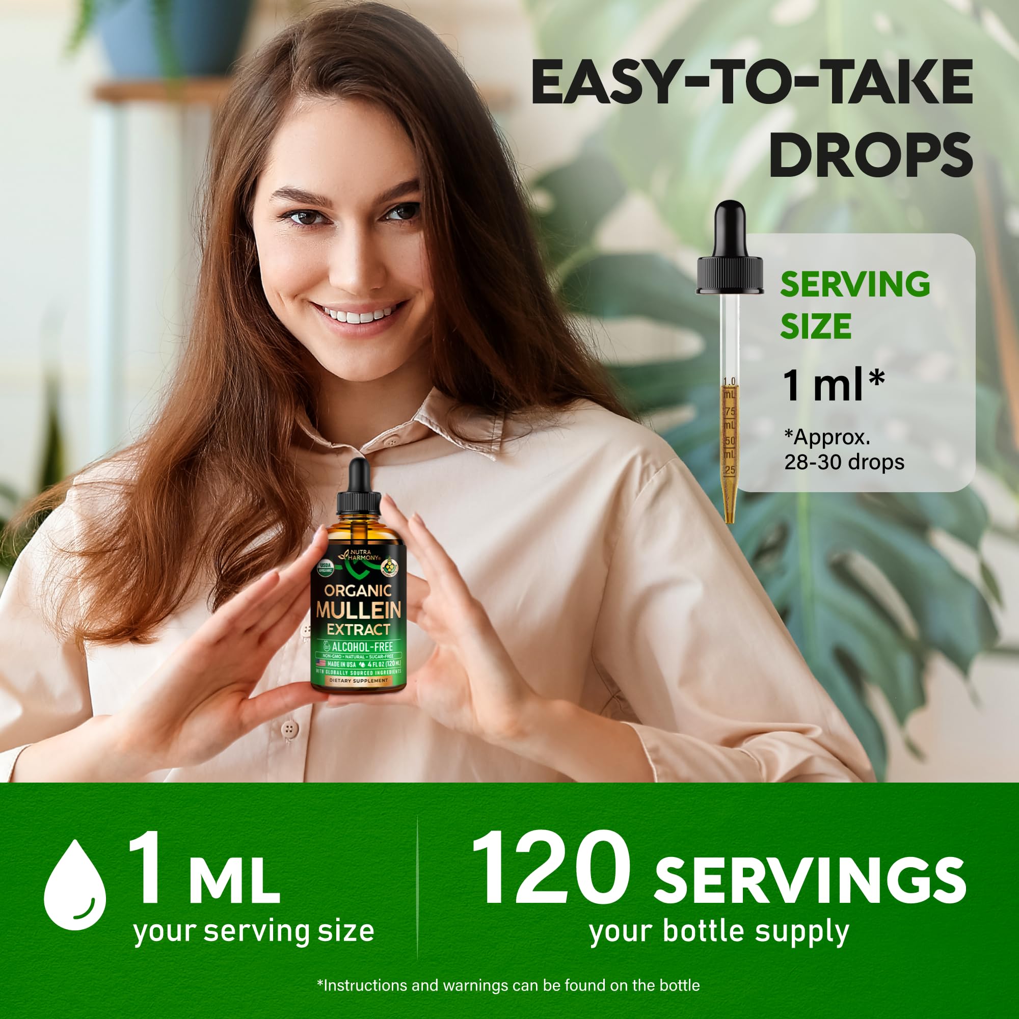 USDA Organic Mullein Drops for Lungs – 4 fl oz | Made in USA